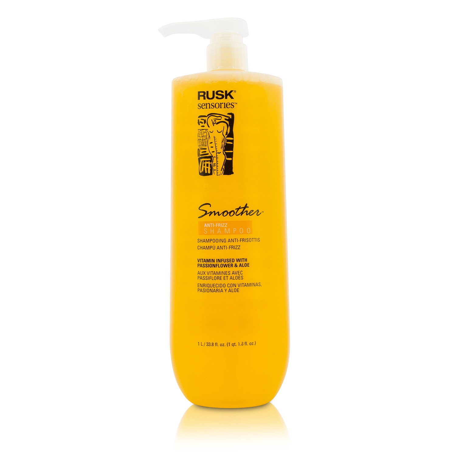 Rusk Sensories Smoother Anti-Frizz Shampoo (Vitamin Infused with Passionflower & Aloe) 1000ml/33.8oz