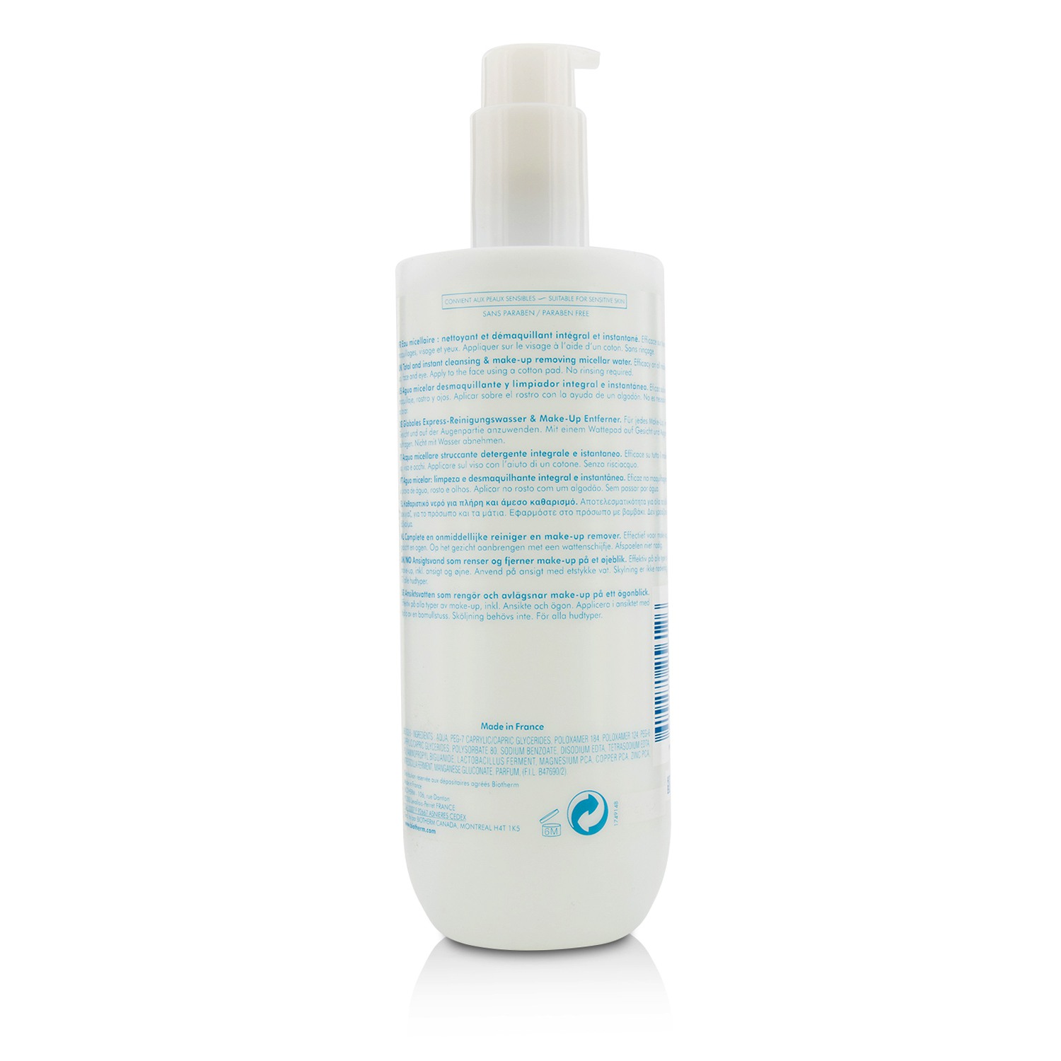 Biotherm Biosource Eau Micellaire Limpiador Total & Instantáneo + Removedor de Maquillaje - Para Todo Tipo de Piel 400ml/13.52oz