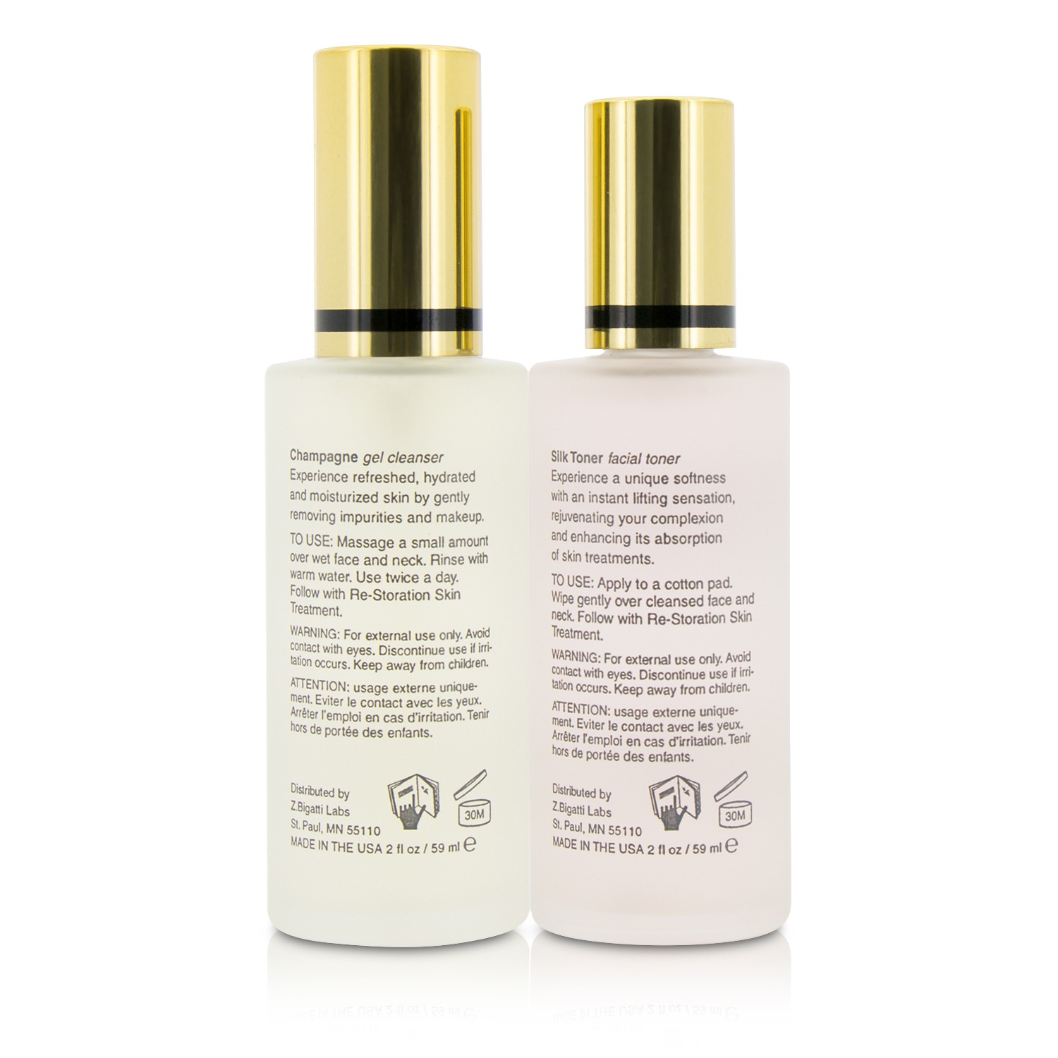 Z. Bigatti Re-Storation Duo: Gel Cleanser 59ml + Silk Toner 59ml 2pcs