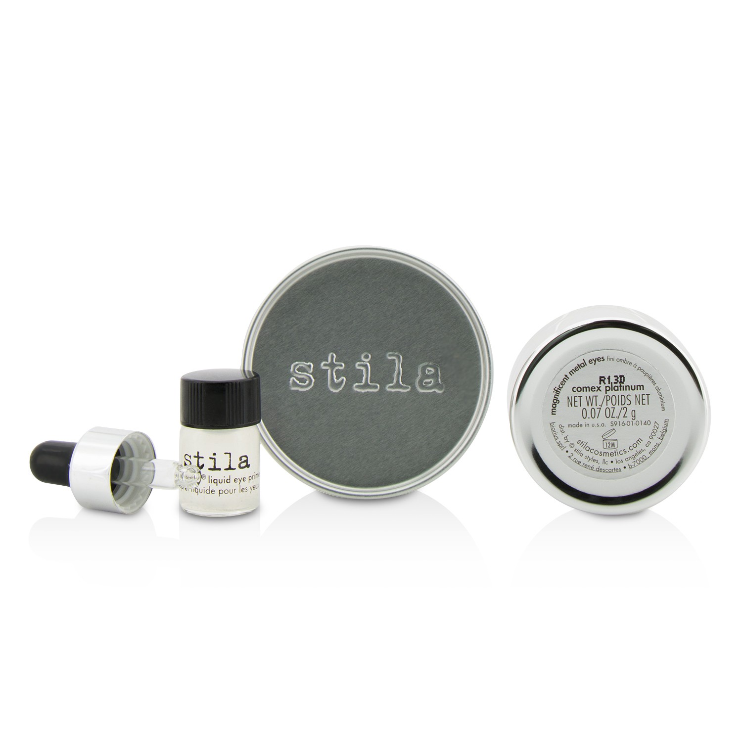 Stila ظلال عيون Magnificent Metals Foil Finish مع أساس سائل عيون صغير Stay All Day 2pcs