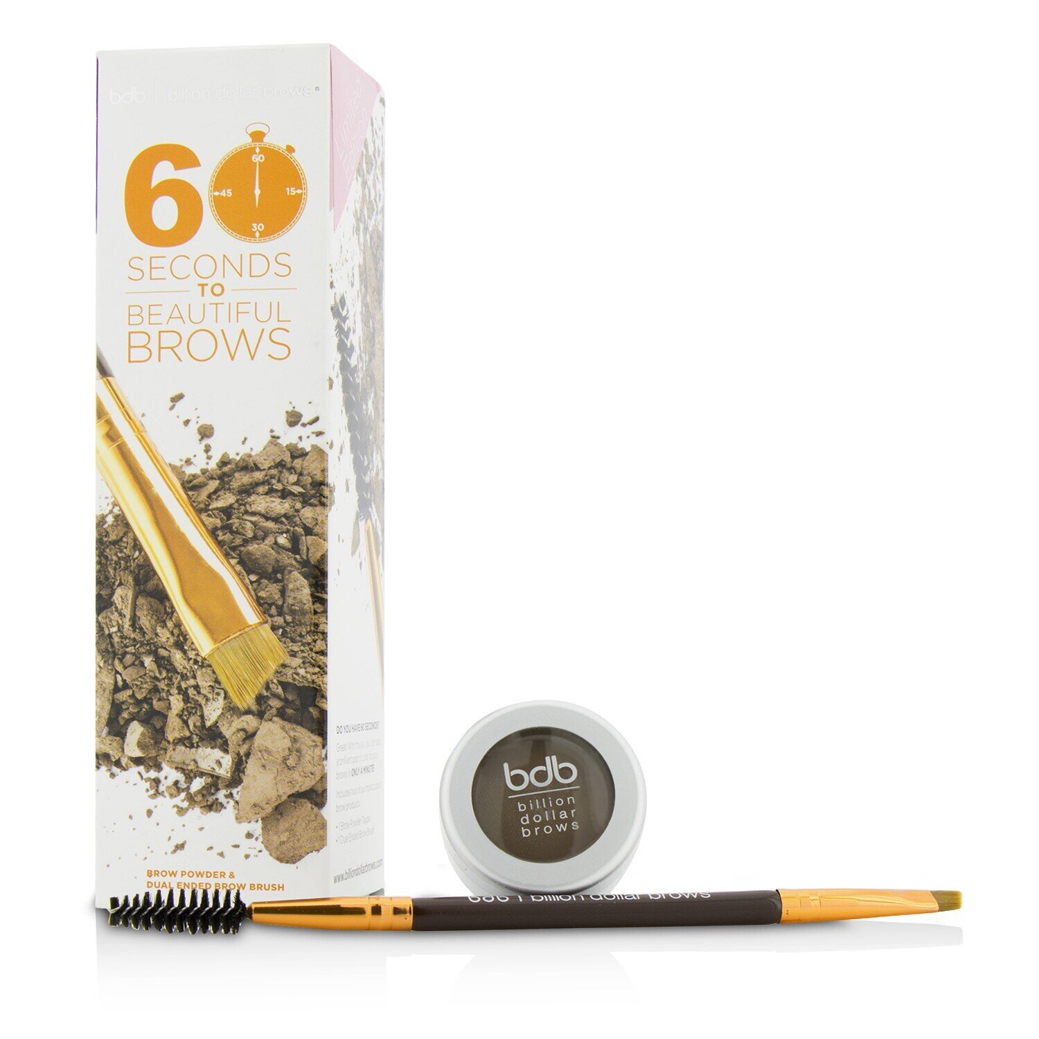 Billion Dollar Brows 60 Seconds To Beautiful Brows Kit (1x Brow Powder, 1x Dual Ended Brow Brush) 2pcs