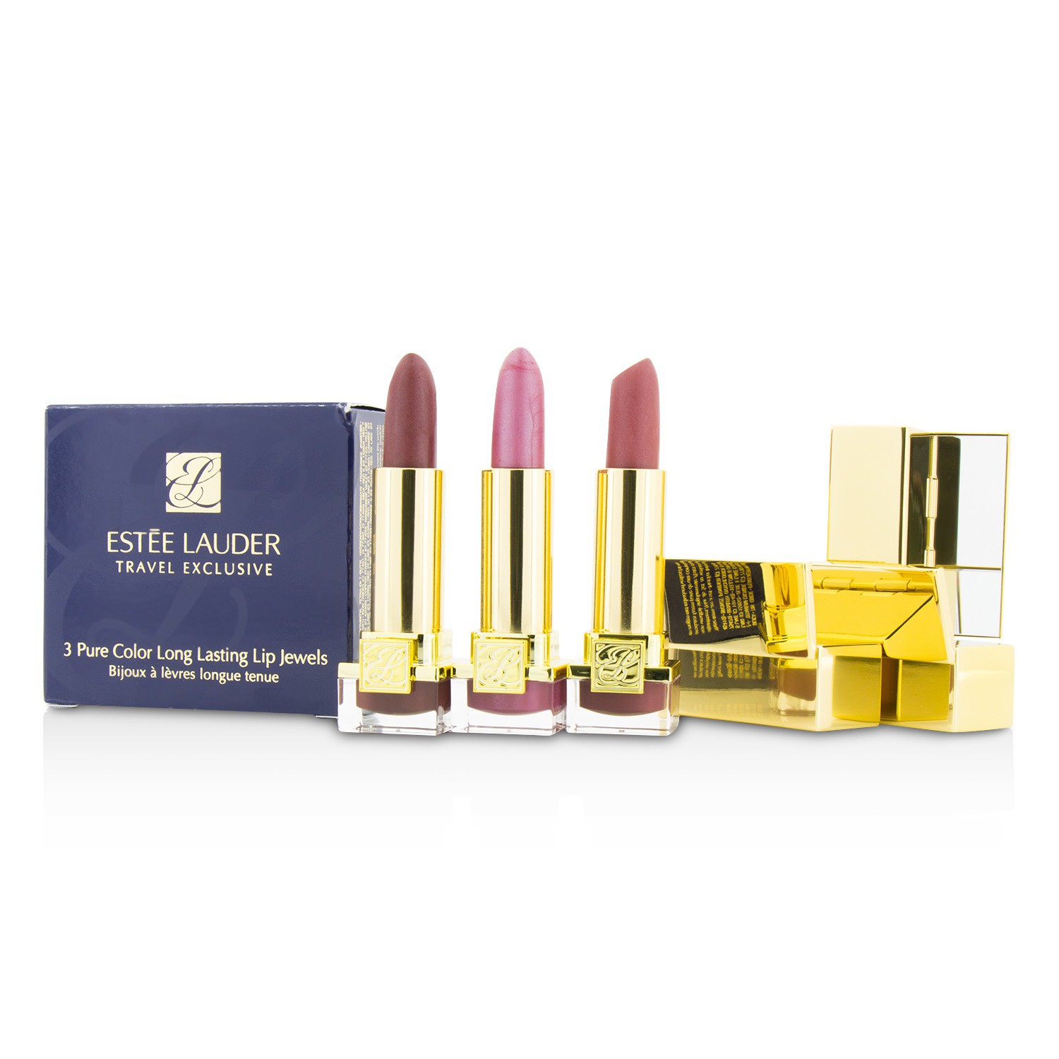 Estee Lauder Travel Exclusive 3 Pure Color Long Lasting Lip Jewels: 3x Mini Lipstick (#16 Candy, #23 Fig, #55 Blushing) 3x2.5g/0.08oz