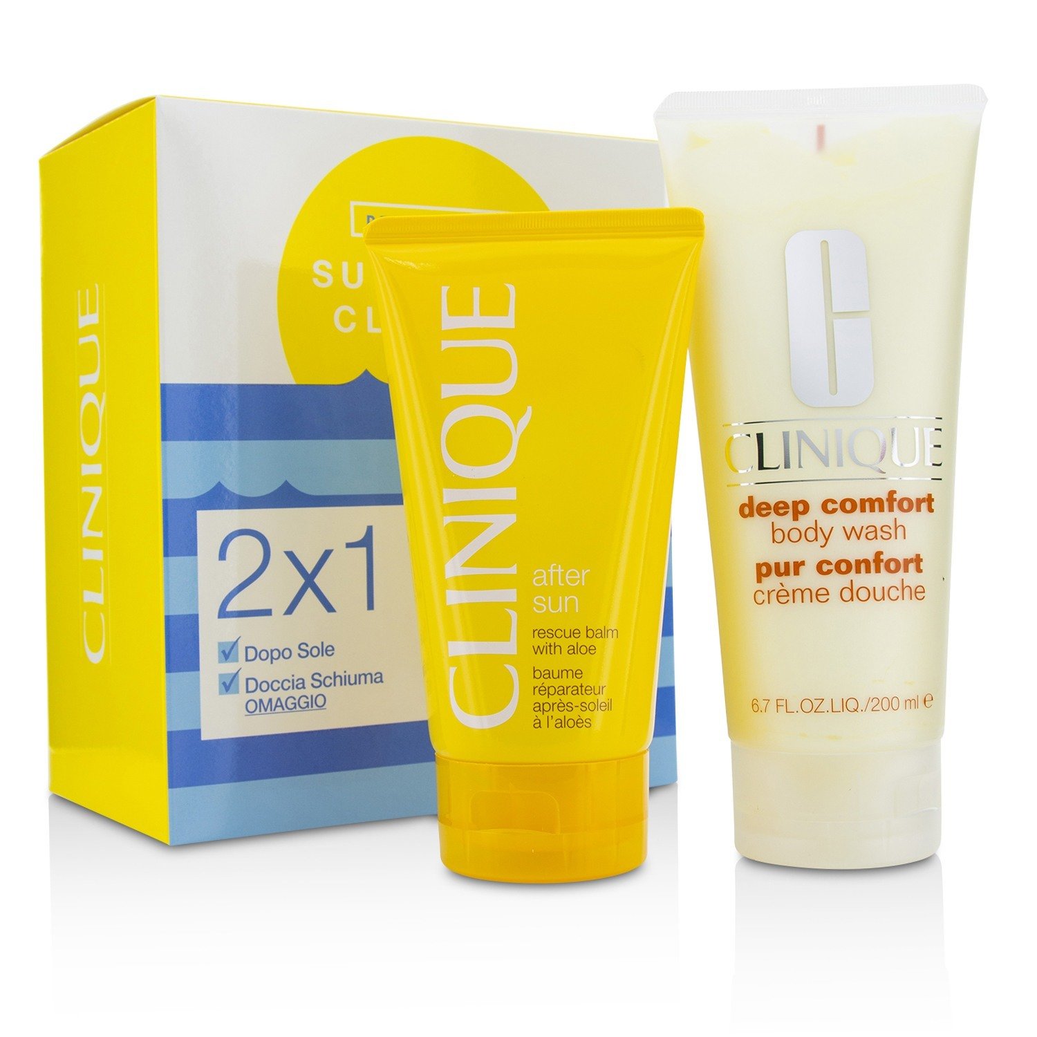 Clinique Summer In Clinique Set: Deep Comfort Body Wash 200ml/6.7oz + After Sun Rescue Balm 150ml/5oz 2pcs