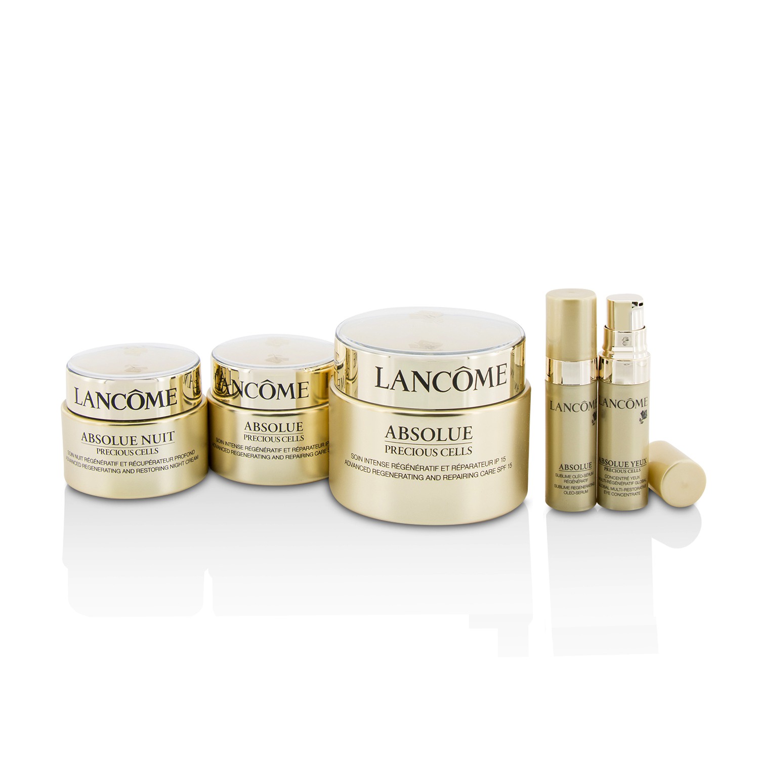 Lancome Absolue Precious Cells Set: Repairing Care SPF 15 50ml&15ml + Night Cream 15ml + Oleo-Serum 5ml + Eye Concentrate 5ml 5pcs