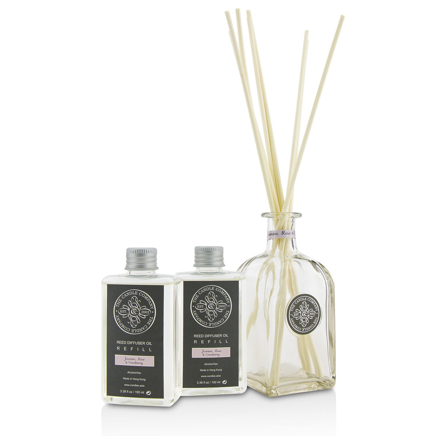 The Candle Company Reed Diffuser with Essential Oils - Jasmine, Rose & Cranberry 200ml/6.76oz