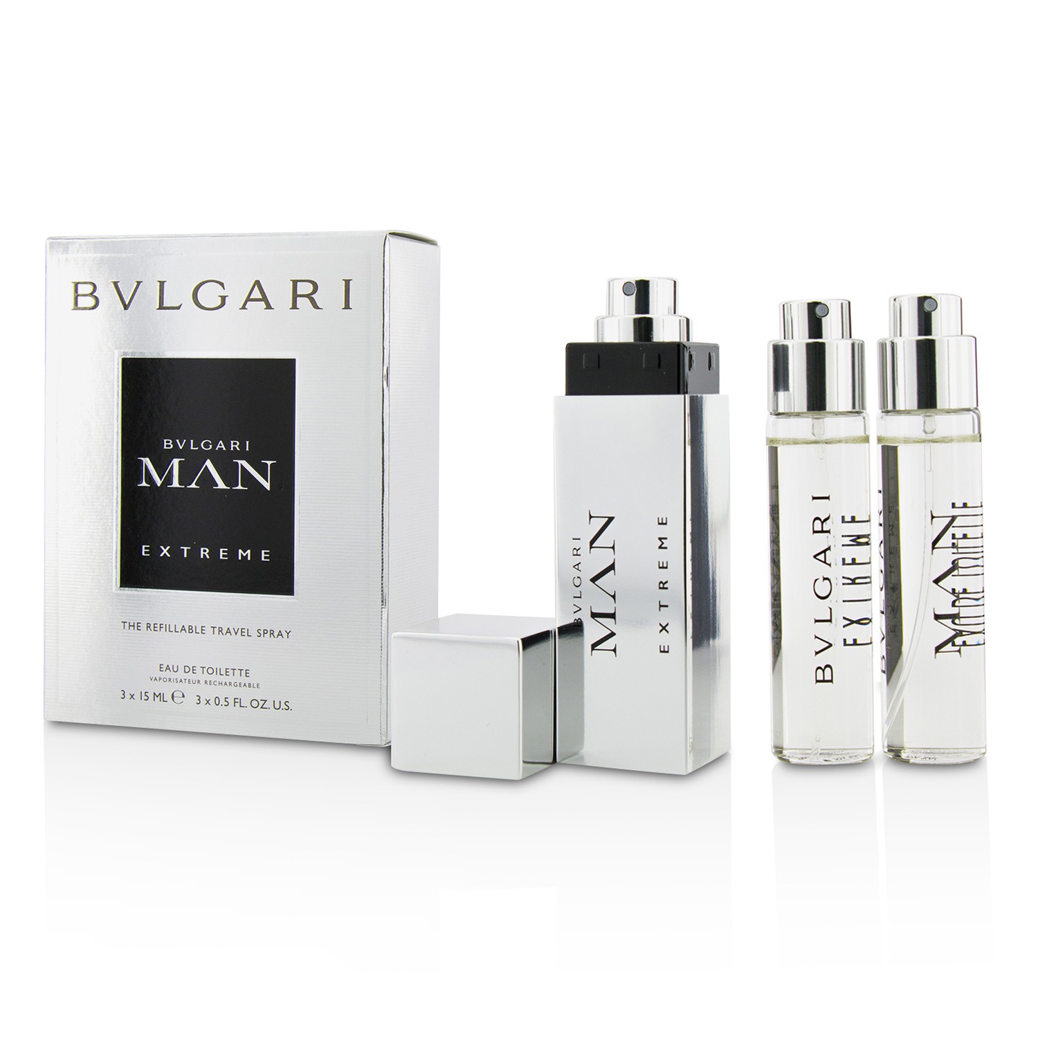 Bvlgari Man Extreme The Refillable Eau De Toilette Travel Spray 3x15ml/0.5oz