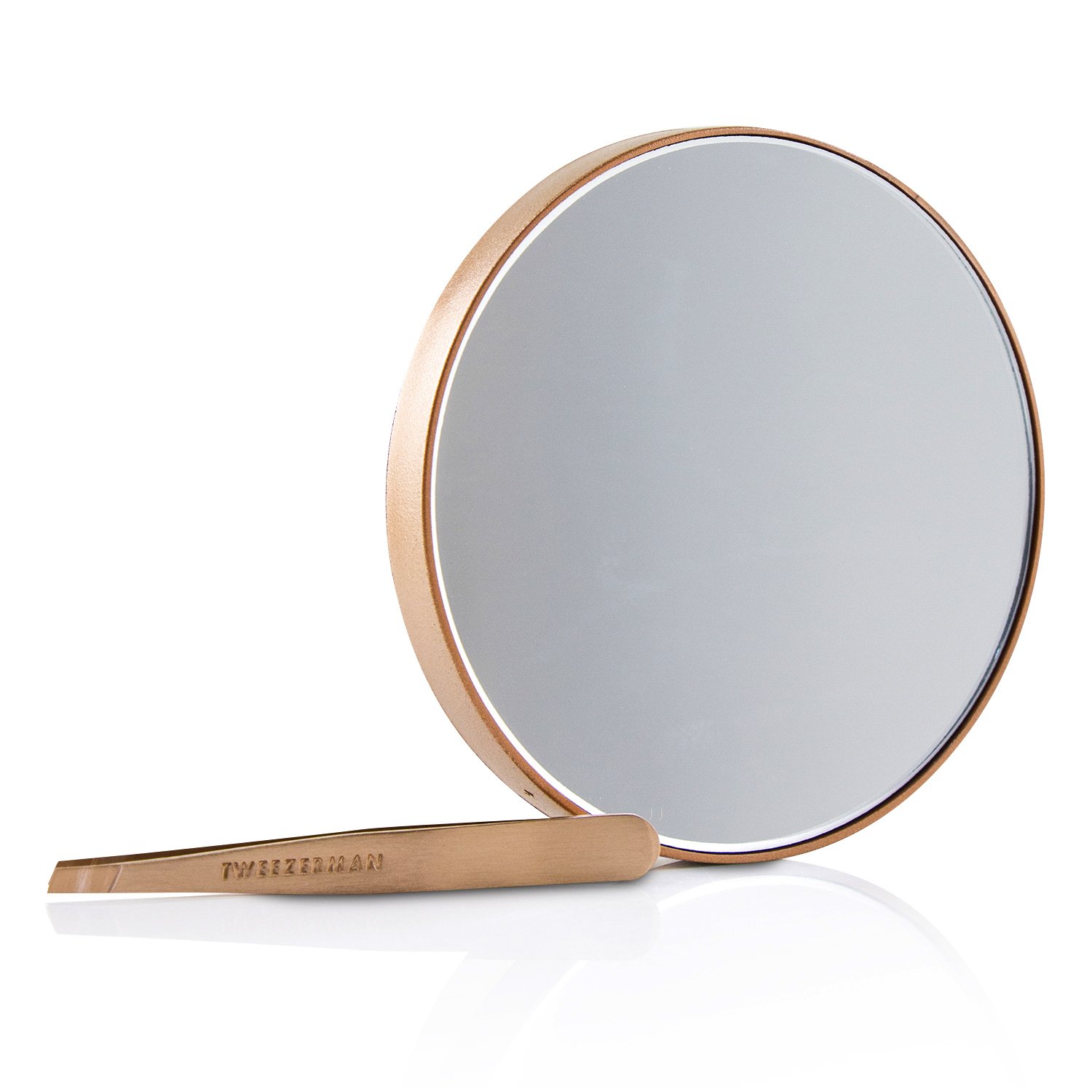 Tweezerman Rose Gold Mini Pinzas Inclinadas Y Espejo 10X Picture Color