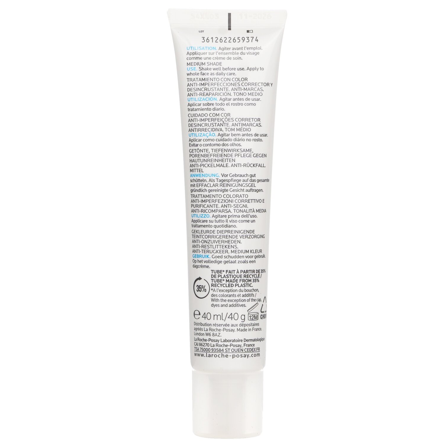 La Roche Posay Effaclar Duo (+) Unifiant Unifying Corrective Unclogging Care Anti-Imperfections Anti-Marks קרם - Medium 40ml/1.35oz
