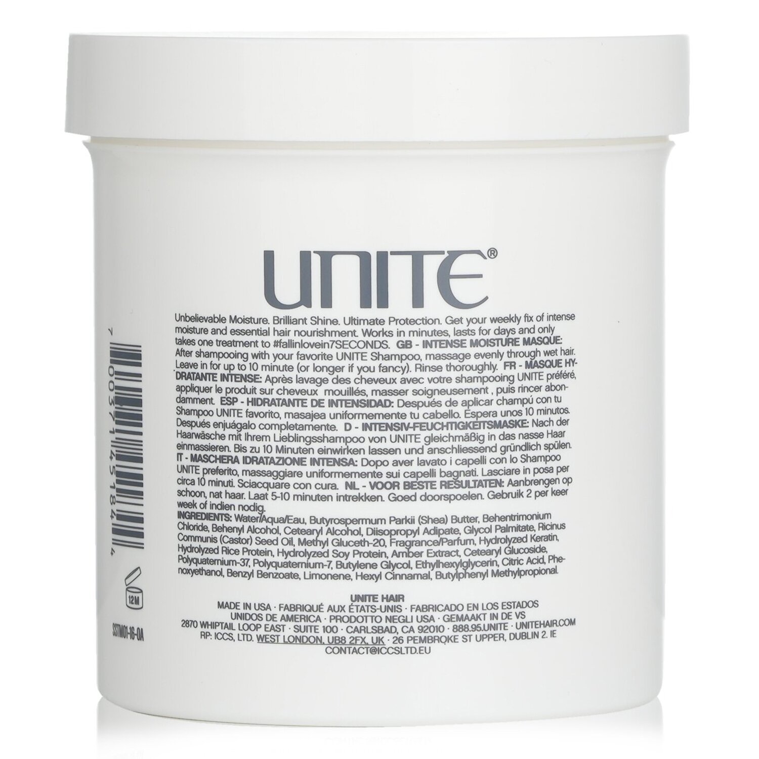 Unite 7Seconds Masque (Moisture Shine Protect) 454g/16oz