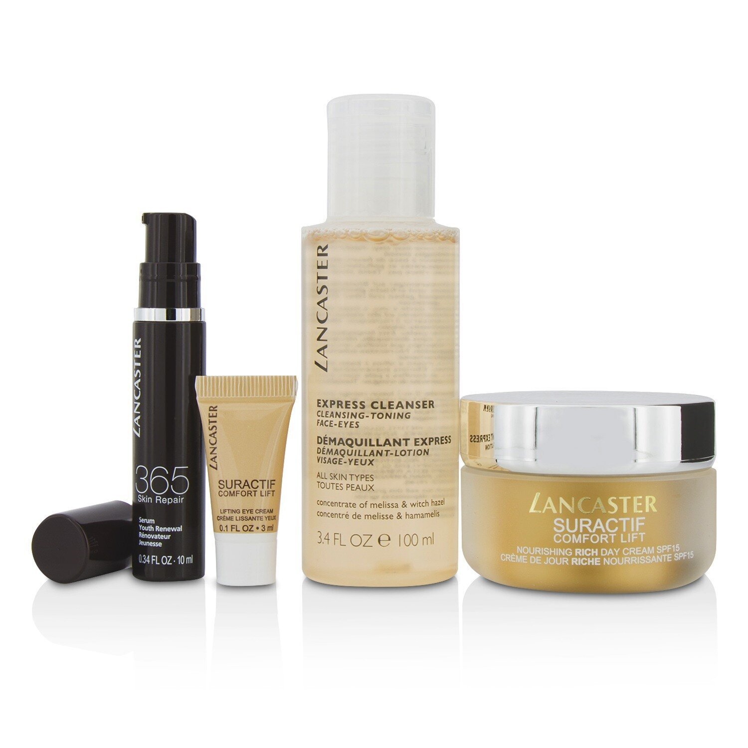Lancaster Suractif Comfort Lift Rich Set: Rich Day Cream 50ml+ Serum Youth Renewal 10ml+ Lifting Eye Cream 3ml+ Express Cleanser 100ml 4pcs