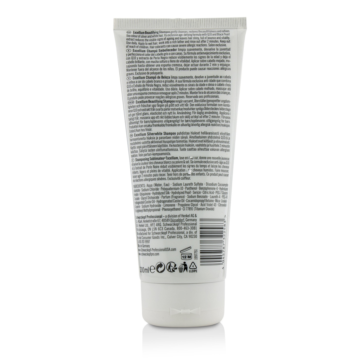 Schwarzkopf BC Excellium Q10+ Pearl Champú Embellecedor (Para Cabello Plateado y Blanco) 200ml/6.8oz