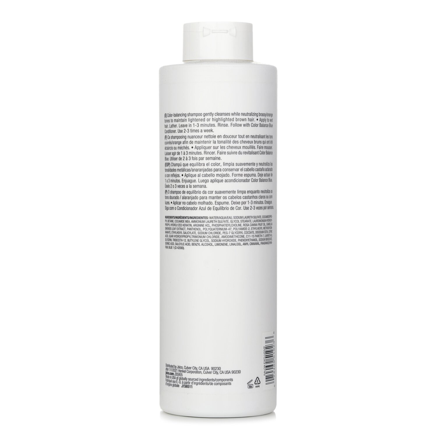 Joico Color Balance Blue Shampoo (Fjerner gulskjær / oransje hårtoner i lysebrunt hår) 1000ml/33.8oz