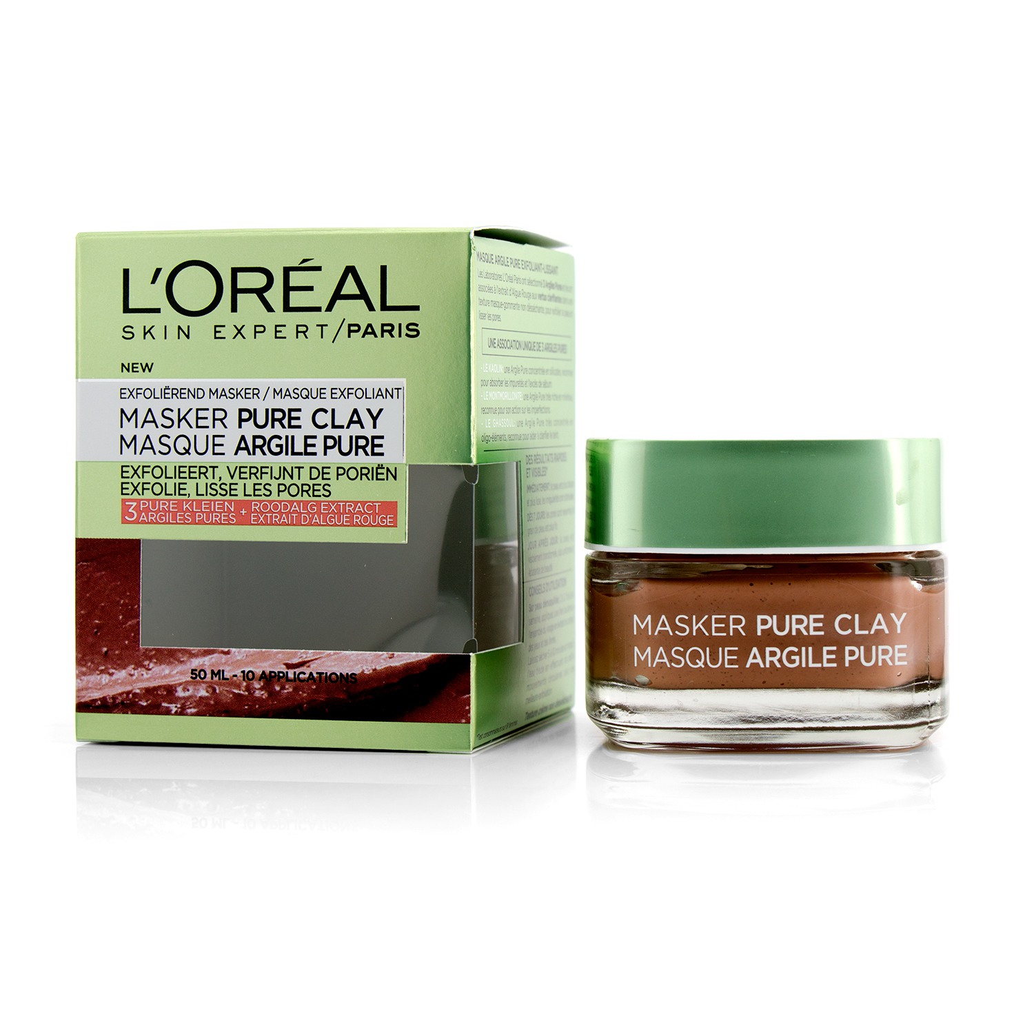 L'Oreal Skin Expert Pure Clay Mask מסכת חימר - Exfoliate & Refine Pores 50ml/1.7oz