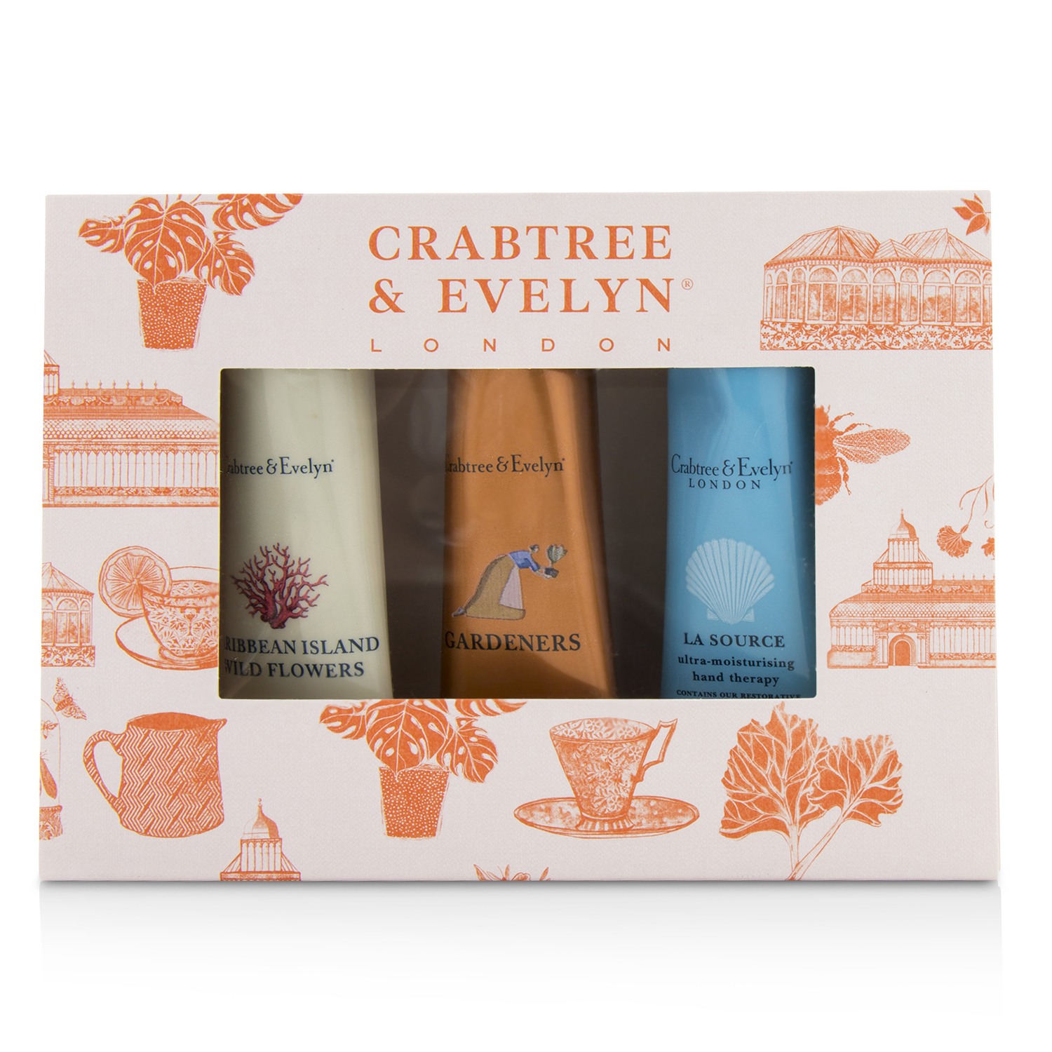 Crabtree & Evelyn Bestsellers Hand Therapy Set (1x Caribbean Island Wild Flowers, 1x Gardeners, 1x La Source) 3x25g/0.9oz