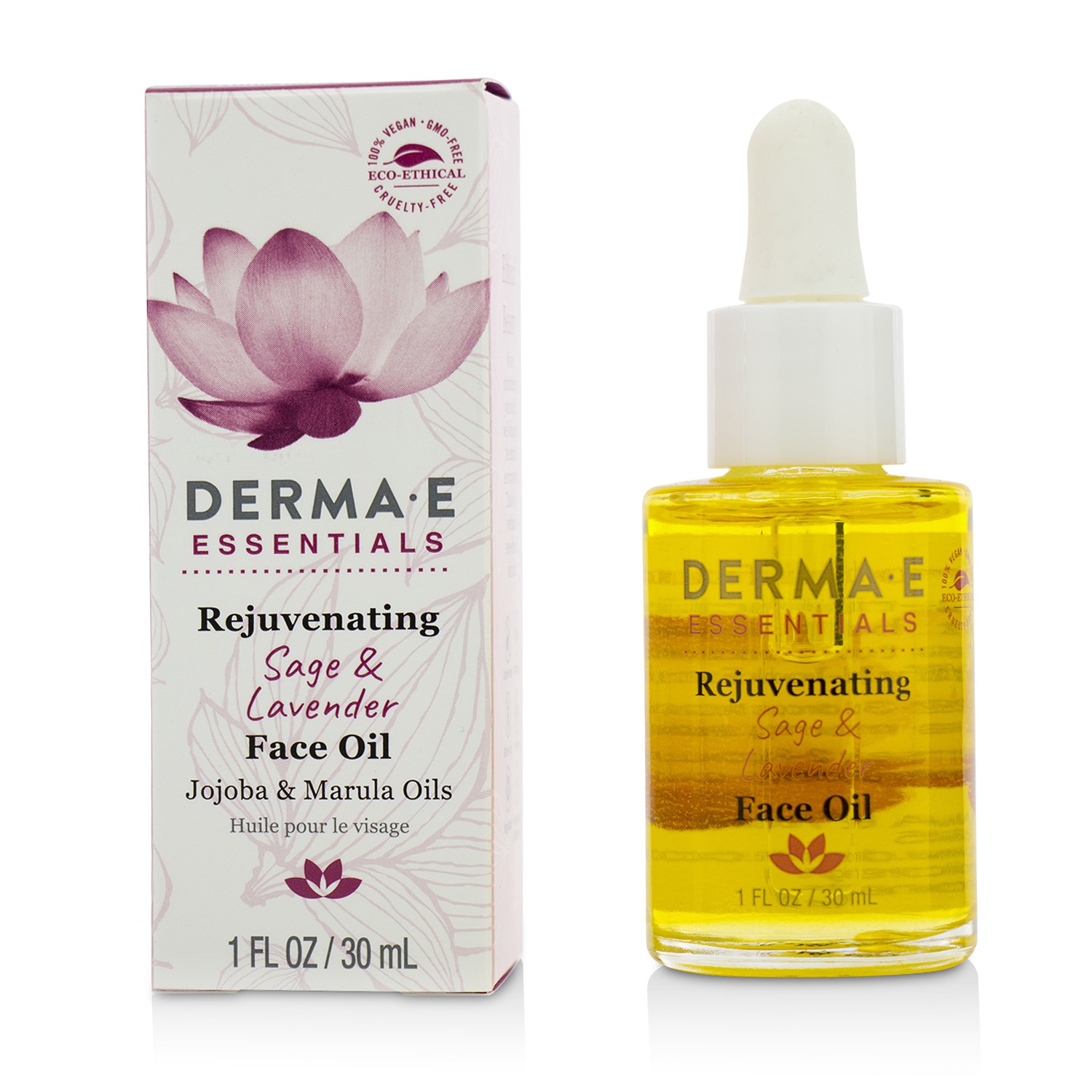 Derma E Odmładzający olejek do twarzy na noc Essentials Rejuvenating Sage & Lavender Face Oil 30ml/1oz