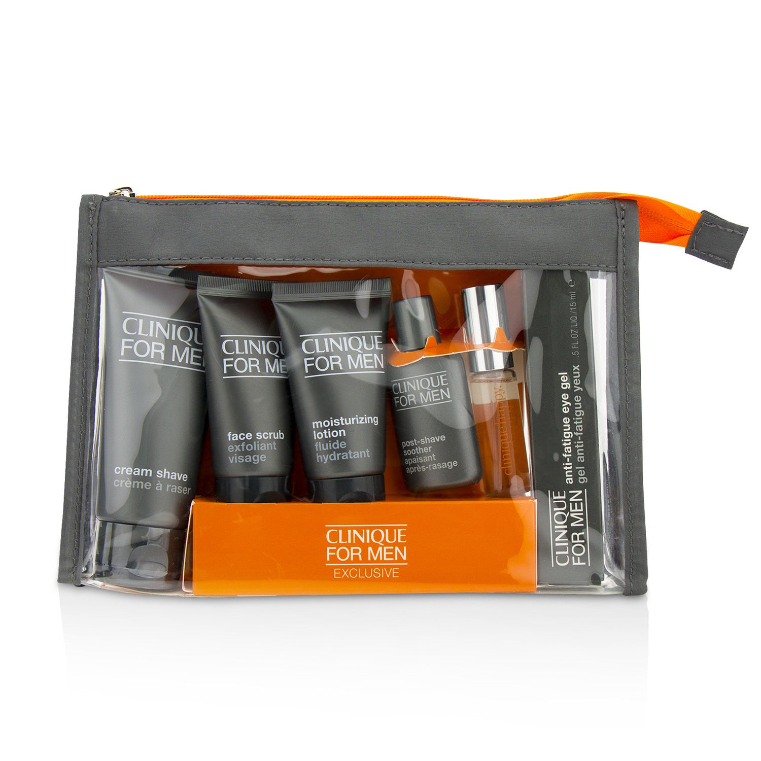 Clinique Clinique For Men Exclusive Travel Set: Moisturizing Lotion+Eye Gel+Post-Shave Soother+Face Scrub+Cream Shave+Cologne Spray 6pcs