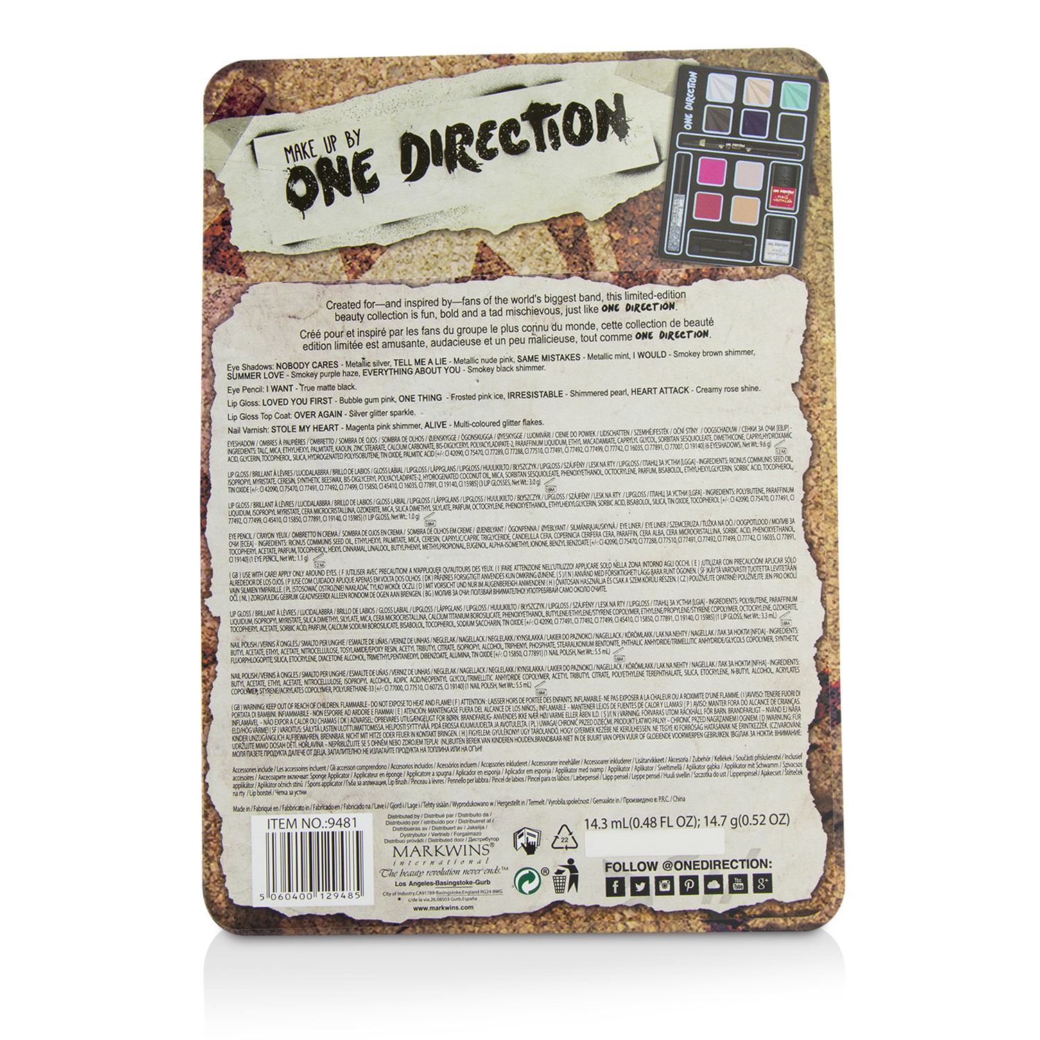 One Direction Make Up Palette - Harry Picture Color