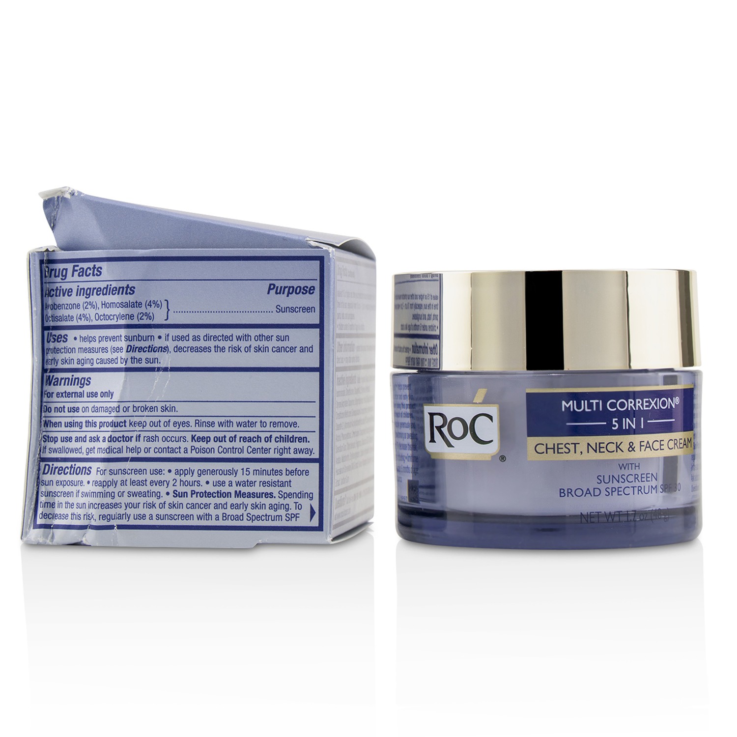 ROC Multi Correxion 5 in 1 Chest, Neck & Face Cream With Sunscreen Broad Spectrum SPF30 (Box Slightly Damaged) 50ml/1.7oz
