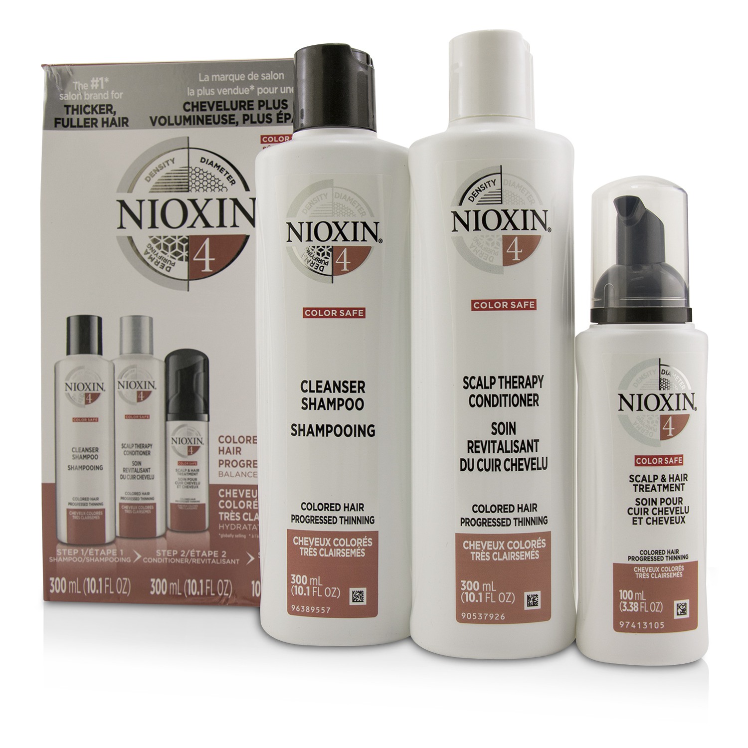 Nioxin 3D Care System Kit 4 - For Colored Hair, Progressed Thinning, Balanced Moisture ערכה עבור שיער צבוע, הדלדלות מתקדמת, עם לחות מאוזנת 3pcs