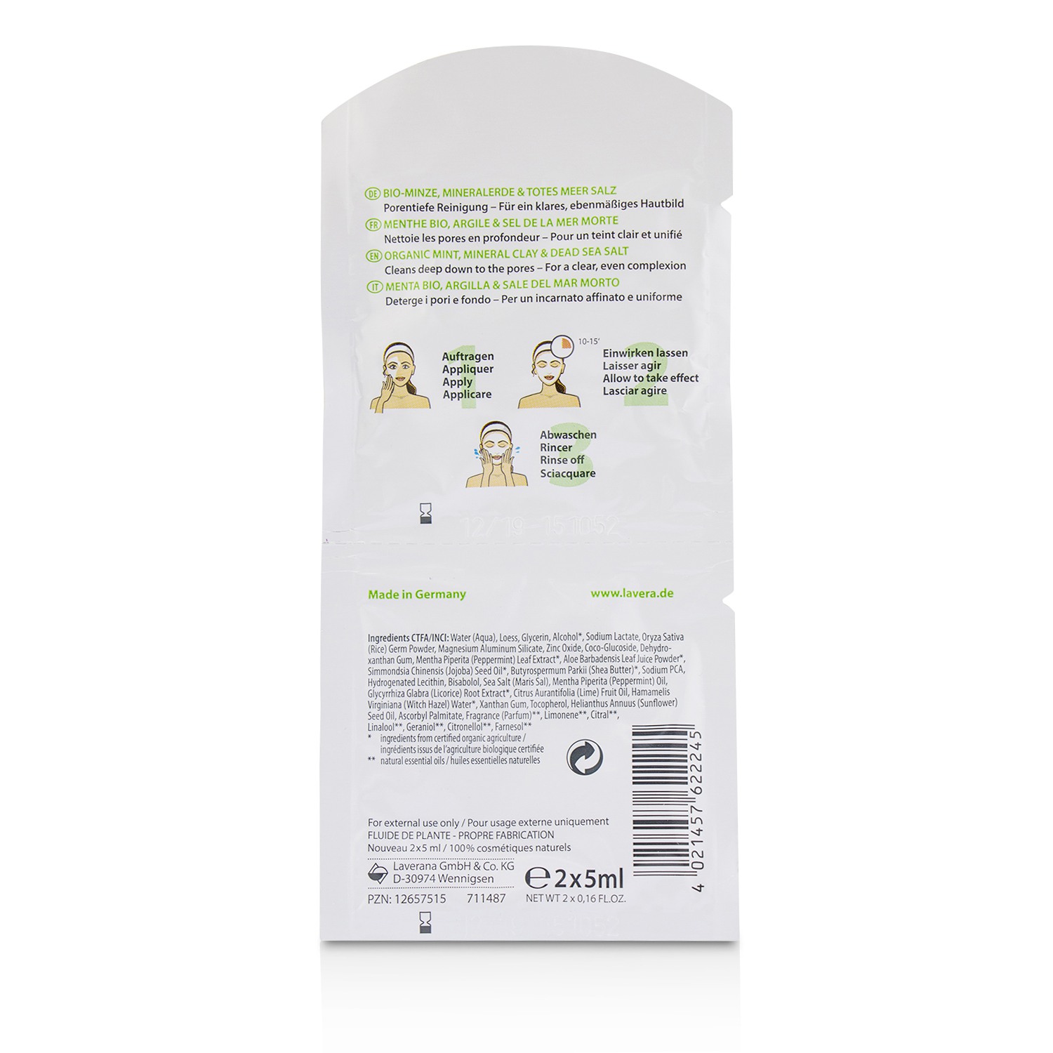 Lavera Organic Mint Purifying Mask 2x5ml