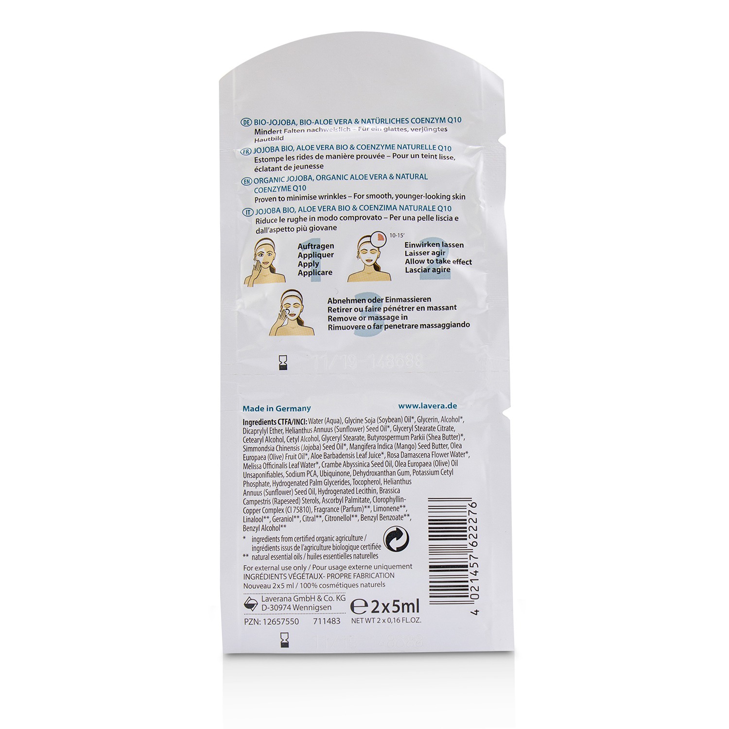 Lavera Basis Sensitiv Q10 Anti-Ageing Mask 2x5ml