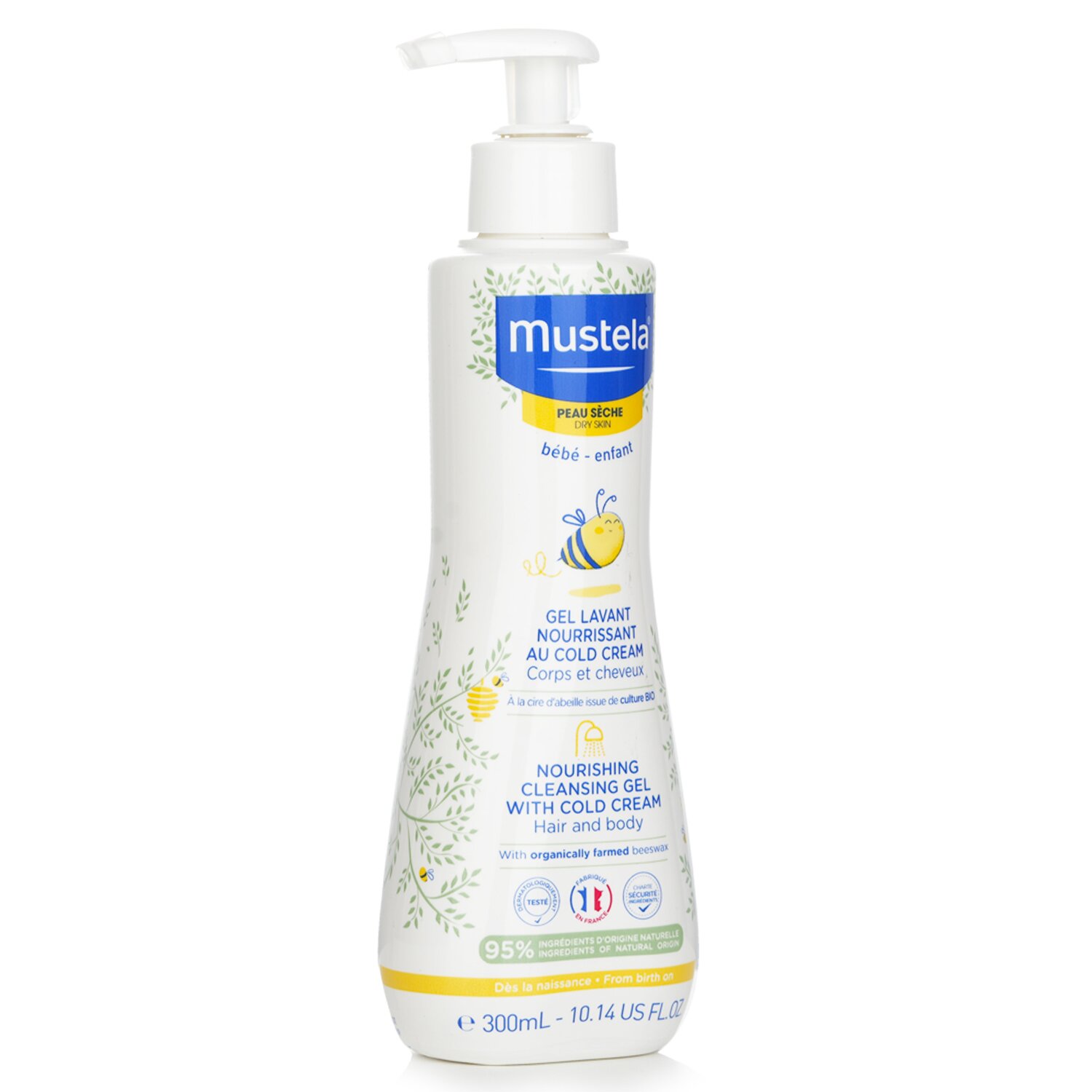 Mustela Gel Limpiador Nutritivo con Crema Fría Para Cabello & Cuerpo - Para Piel Seca 300ml/10.14oz