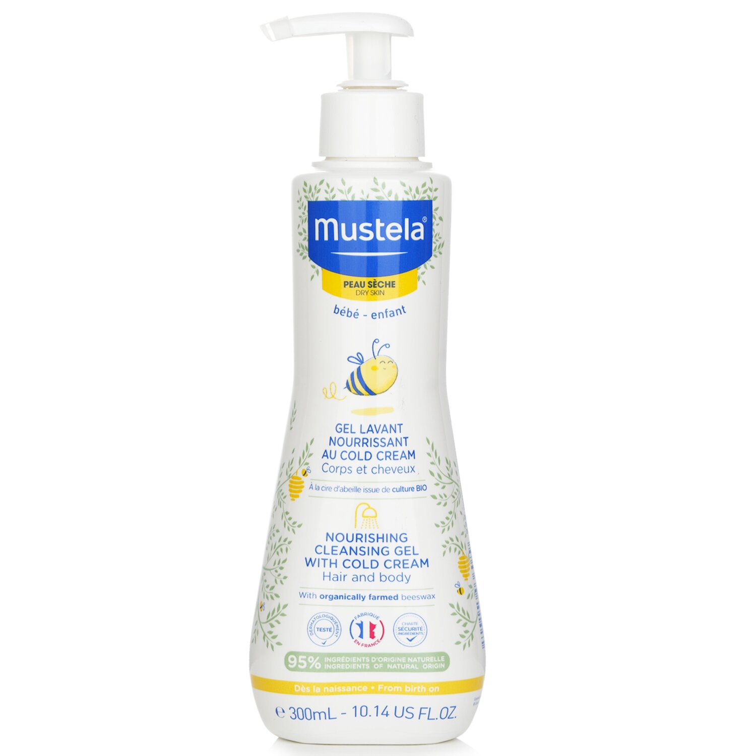 Mustela Gel Limpiador Nutritivo con Crema Fría Para Cabello & Cuerpo - Para Piel Seca 300ml/10.14oz