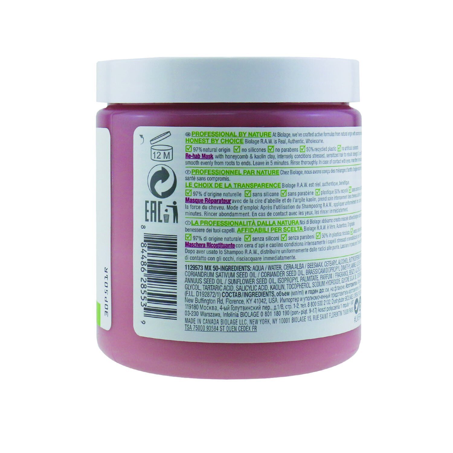 Matrix Biolage R.A.W. Re-Hab Mascarilla de Arcilla (Para Cabello Estresado, Sensibilizador) 400ml/14.4oz