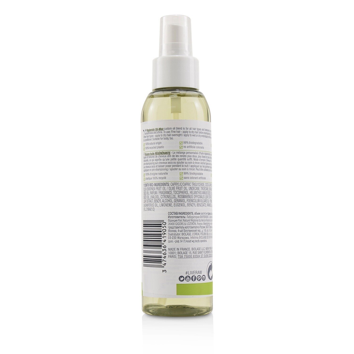 Matrix Biolage R.A.W. Replenish Oil-Mist (For All Hair Types) 125ml/4.2oz