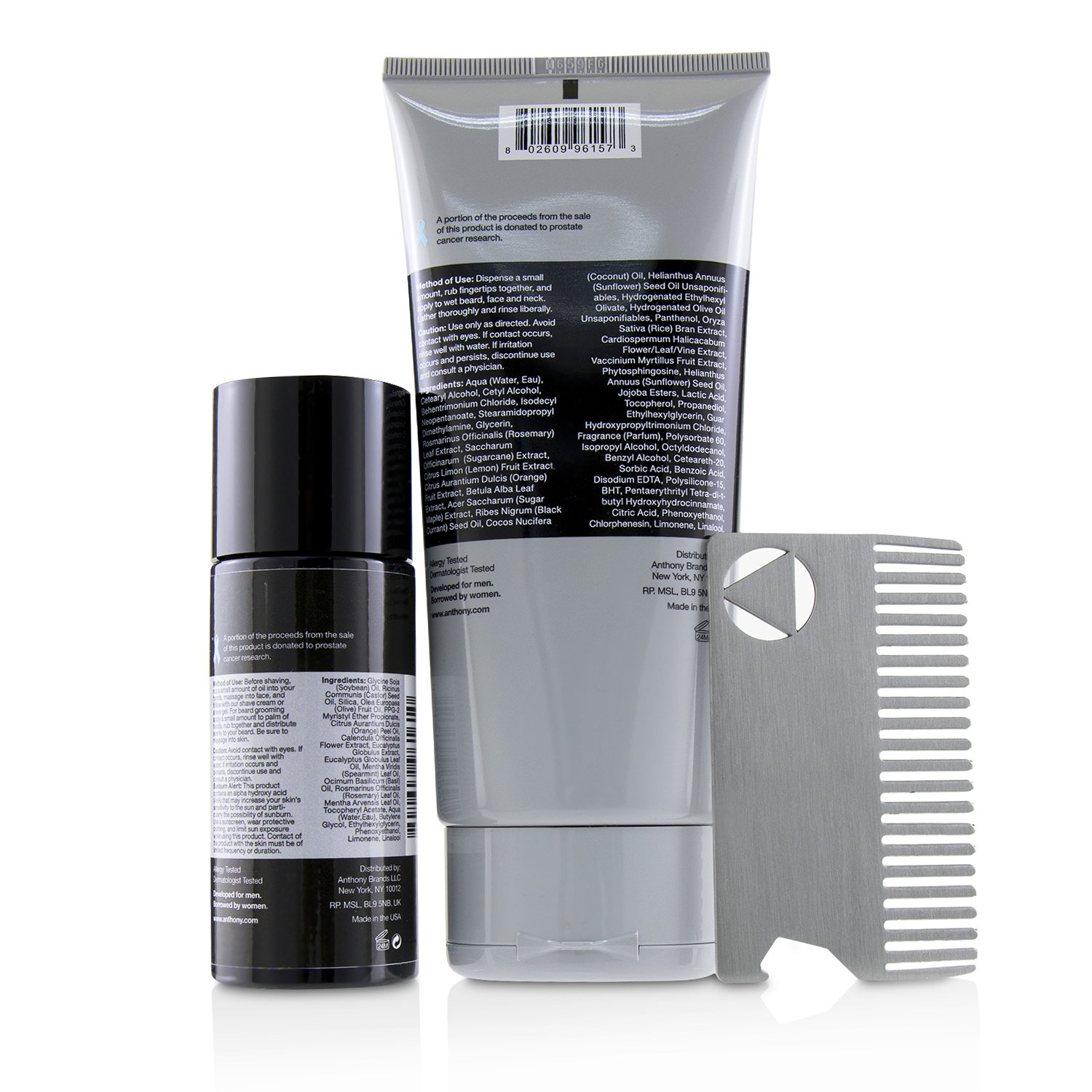 Anthony Beard Basics Kit: 1x Conditioning Beard Wash 177ml, 1x Pre-Shave + Conditioning Beard Oil 59ml, 1x Beard Comb 3pcs