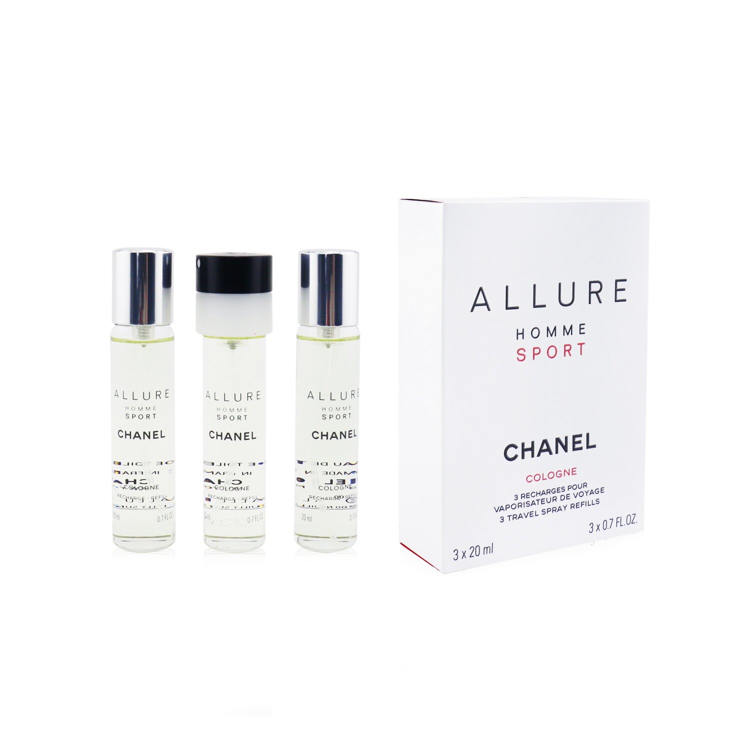Chanel Allure Homme Sport Cologne Travel Spray Refills (3 Refills) 3x20ml/0.7oz