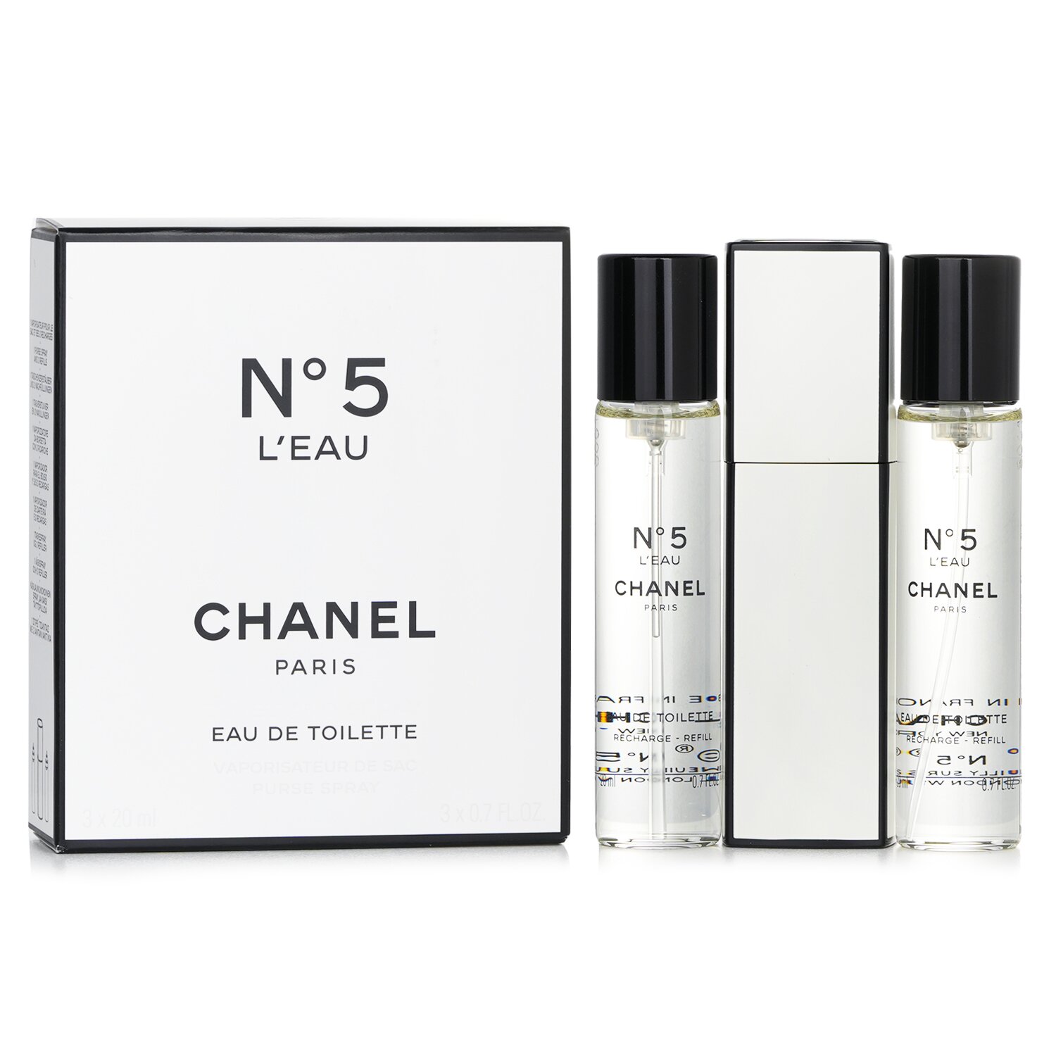 Chanel No.5 L'Eau Eau De Toilette Purse Spray And 2 Refills 3x20ml/0.7oz