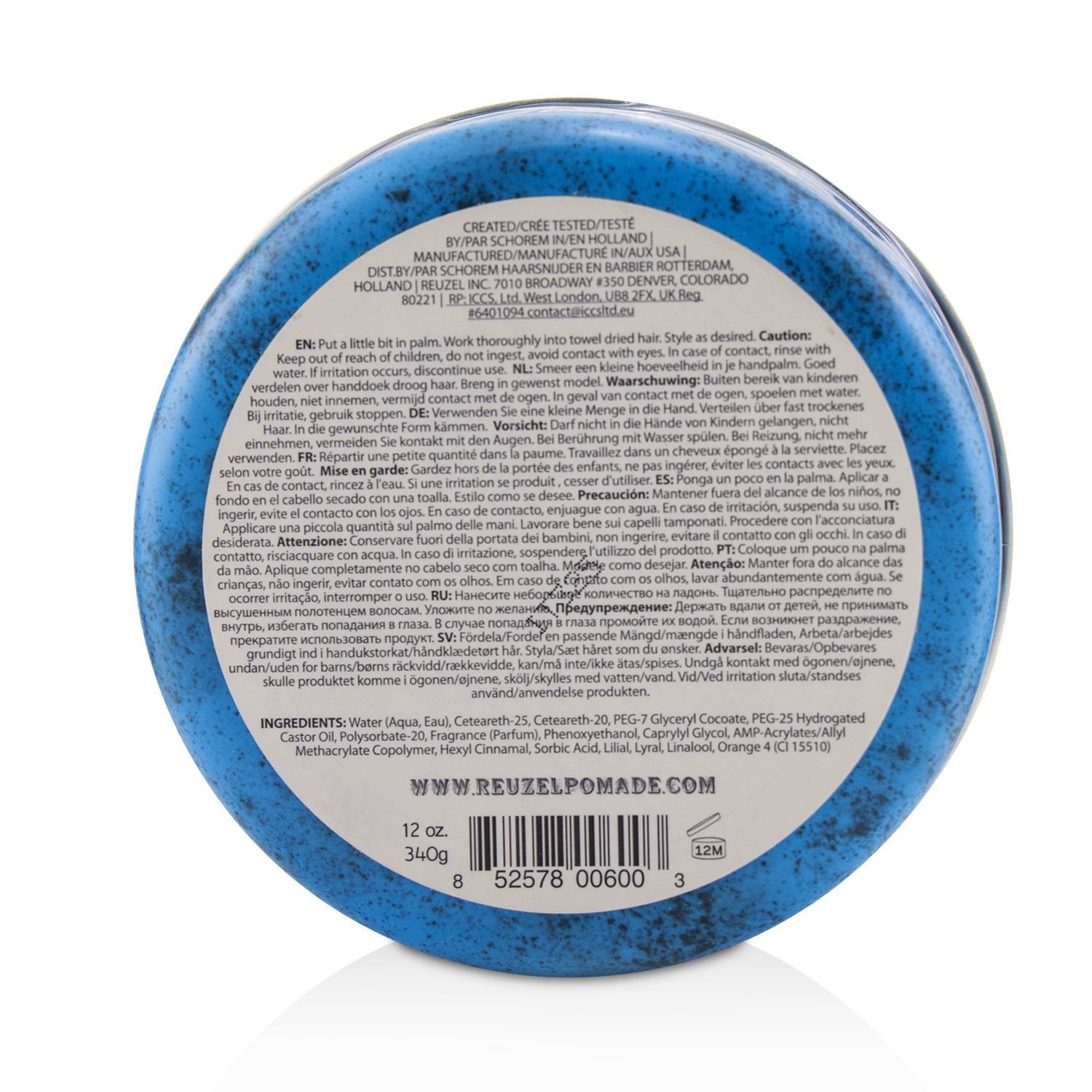 Reuzel Blue Pomade (Strong Hold, Water Soluble) 340g/12oz