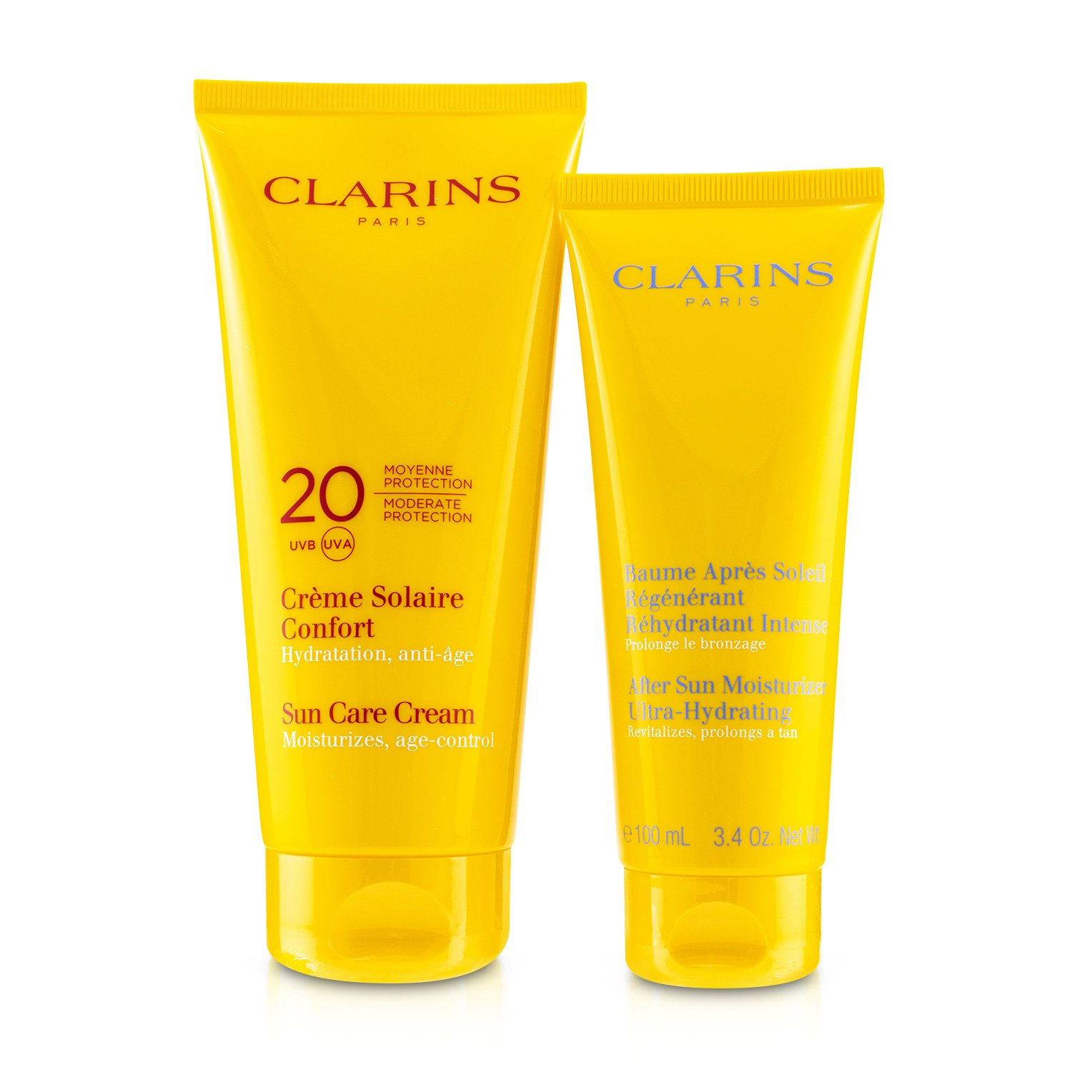 Clarins Kit SunSet: Crema Cuidado Solar SPF 20 200ml/7oz + Hidratante Para Después del Sol 100ml/3.4oz 2pcs