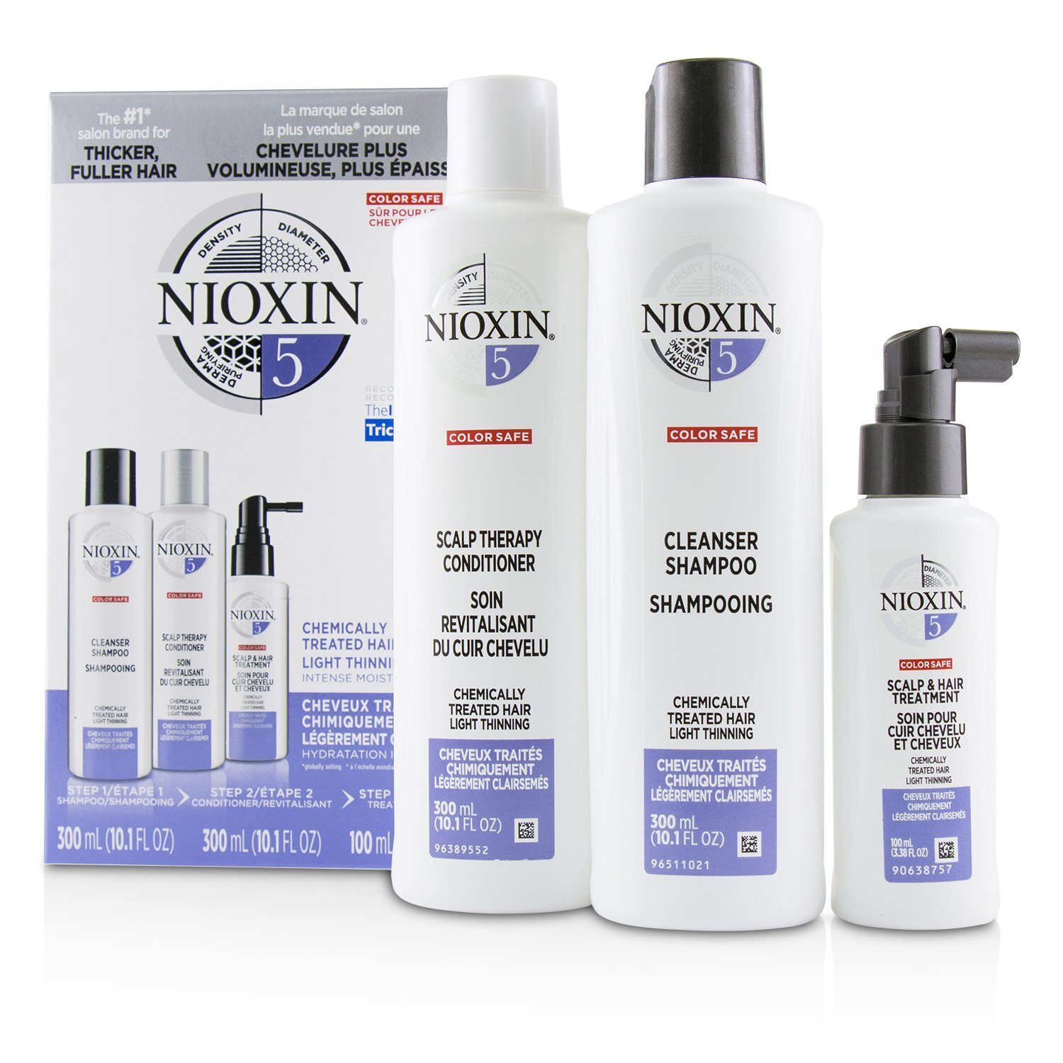 Nioxin 3D Care System Kit 5 - For Chemically Treated Hair, Light Thinning 3pcs