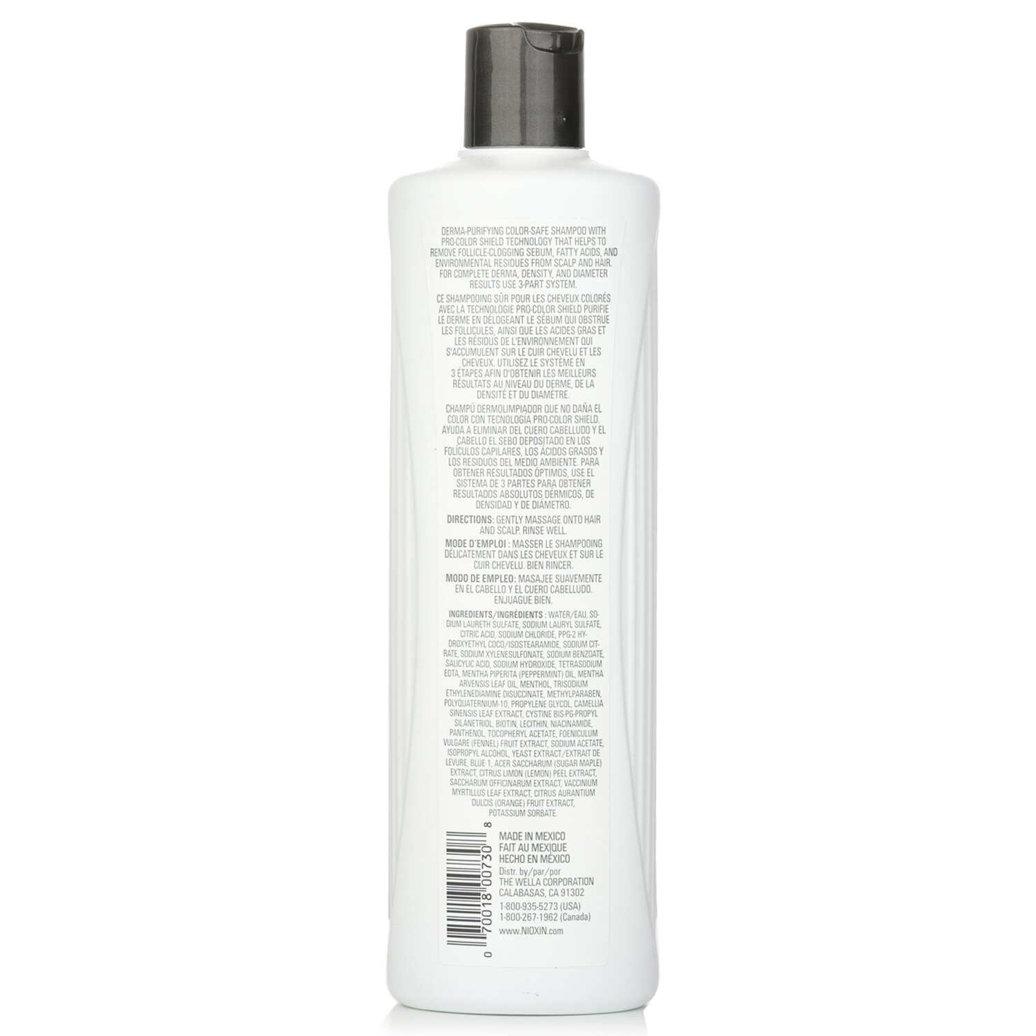 Nioxin Derma Purifying System 3 Champú Limpiador (Cabello Tinturado, Adelgazamiento Ligero, Seguro para el Color) 500ml/16.9oz