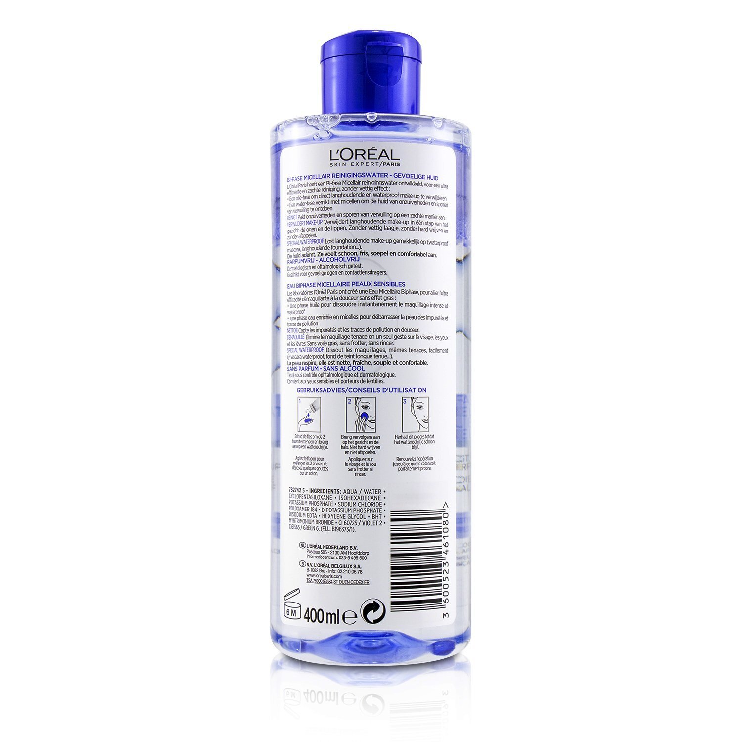L'Oreal Bi-Phase Micellar Water (Bi-Fase Micellair Water) - For All Skin Types, even Sensitive Skin 400ml/13.3oz