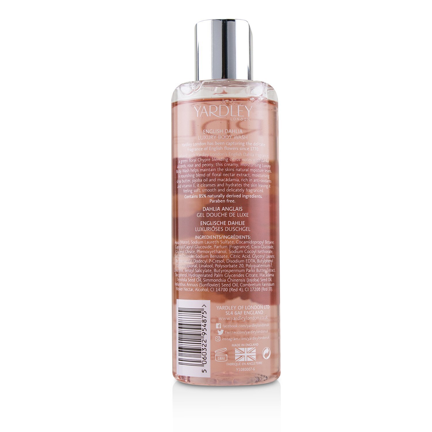 Yardley London English Dahlia Luxury Body Wash 250ml/8.4oz