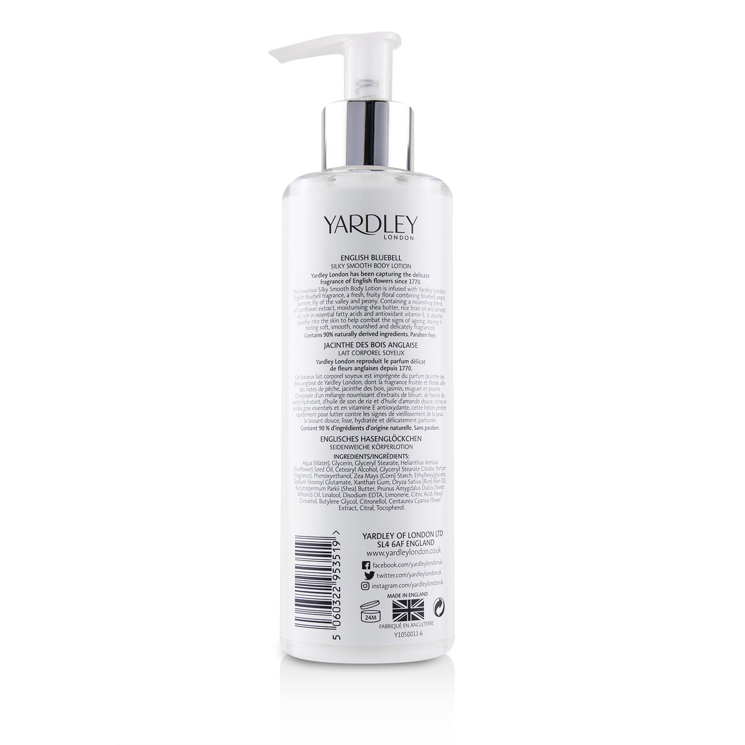 Yardley London English Bluebell Silky Smooth Body Lotion 250ml/8.4oz