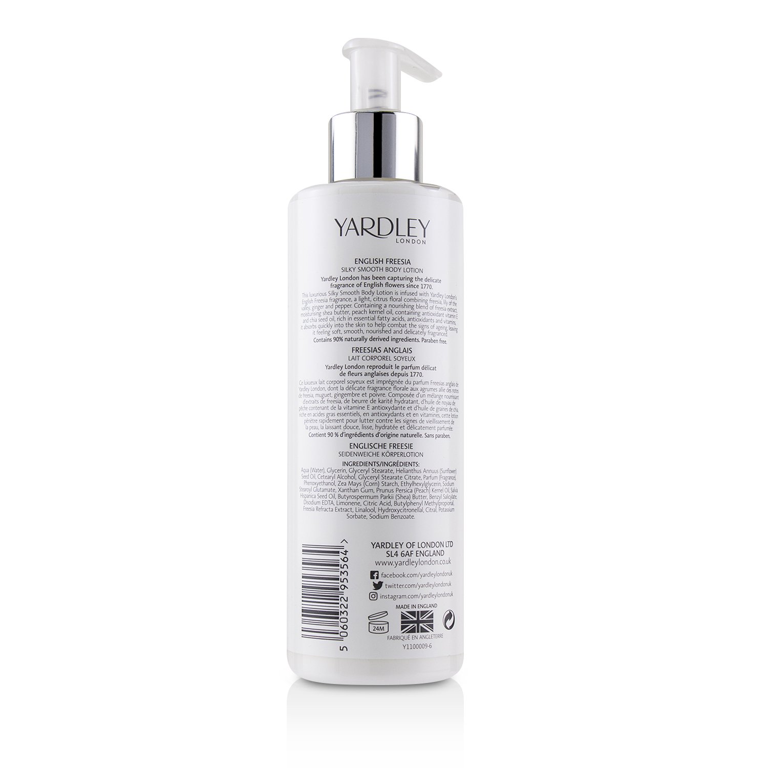 Yardley London English Freesia Silky Smooth Body Lotion 250ml/8.4oz