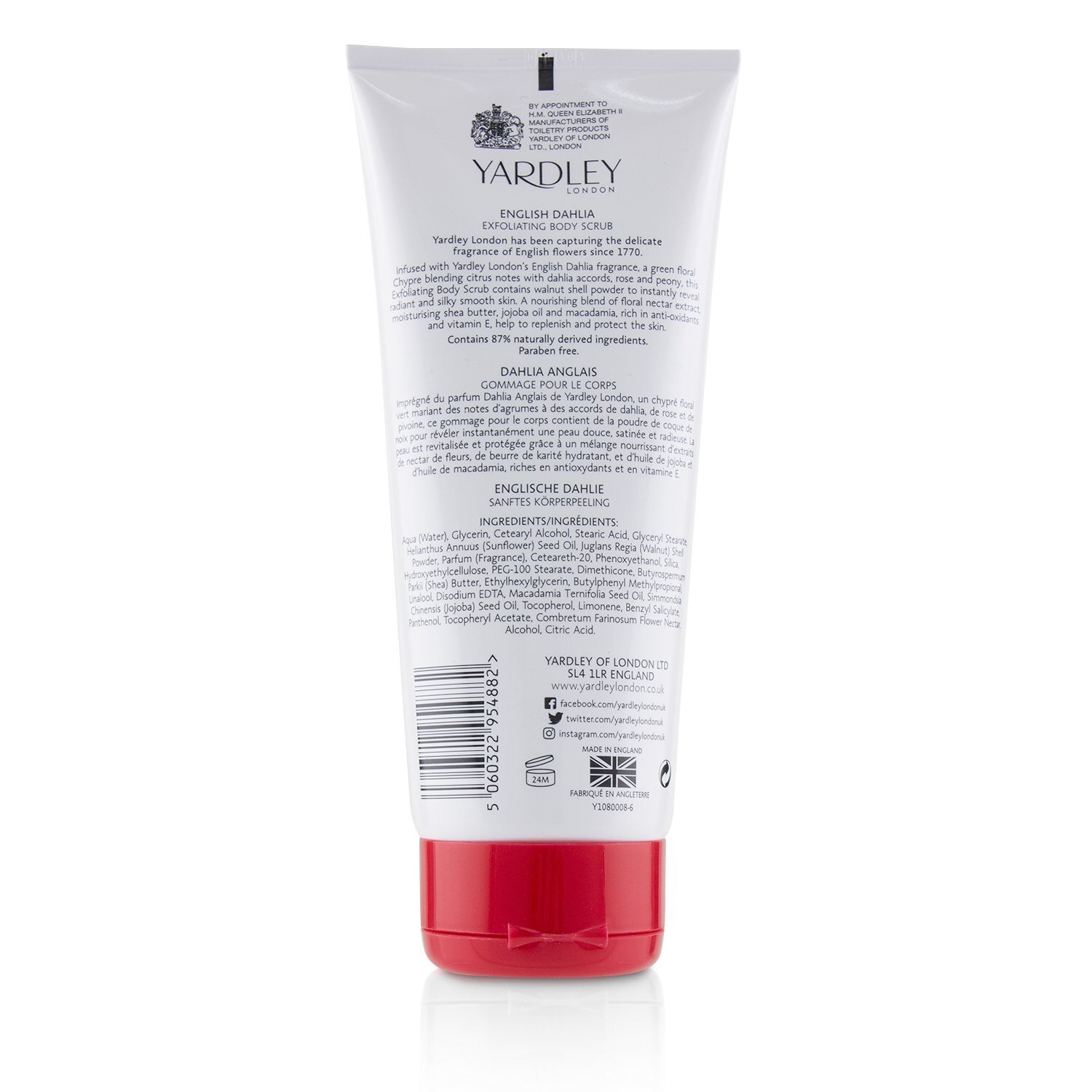 Yardley London English Dahlia Exfoliating Body Scrub 200ml/6.8oz