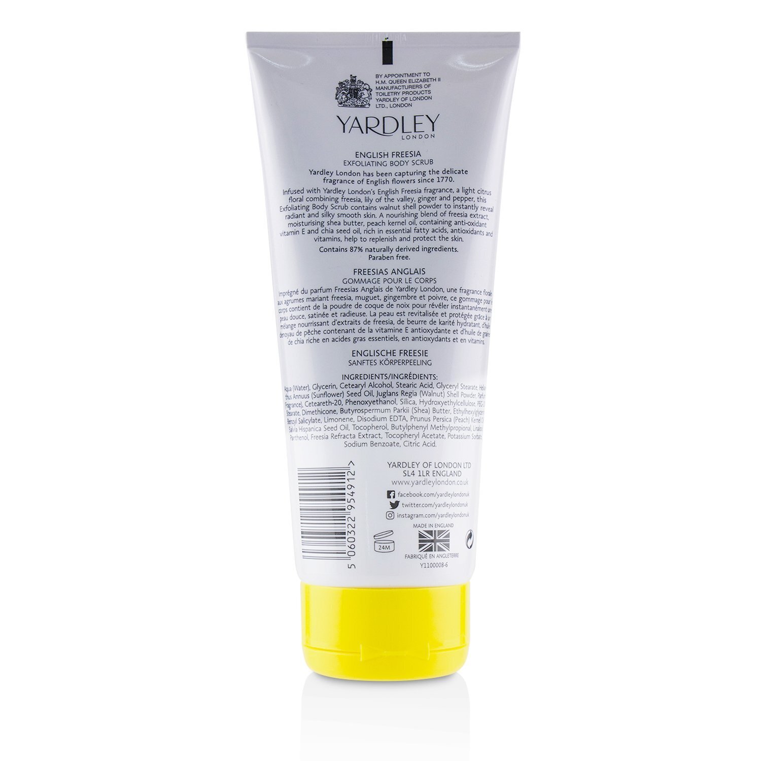 Yardley London English Freesia Exfoliating Body Scrub 200ml/6.8oz