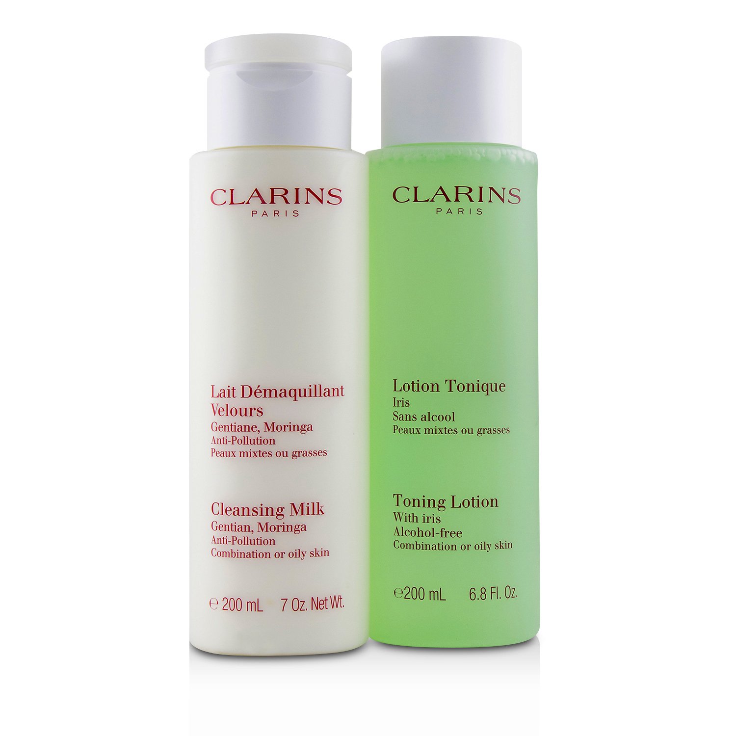 Clarins Cleansing Duo (Combination or Oily Skin): Anti-Pollution Cleansing Milk 200ml/7oz + Toning Lotion with Iris 200ml/6.8oz 2pcs
