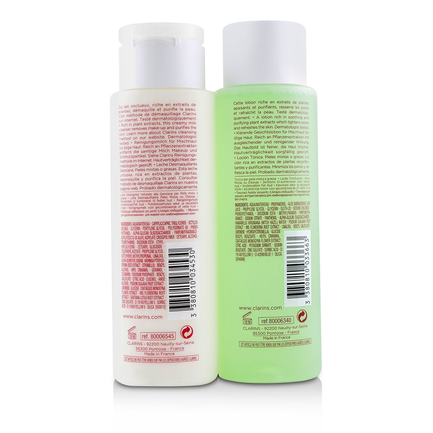 Clarins Cleansing Duo (Combination or Oily Skin): Anti-Pollution Cleansing Milk 200ml/7oz + Toning Lotion with Iris 200ml/6.8oz 2pcs