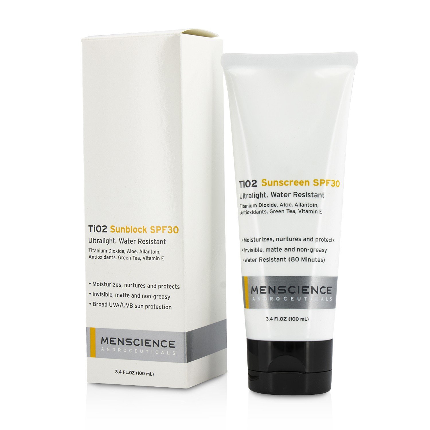 Menscience TiO2 Sun Block SPF 30 Waterproof 100ml/3.4oz