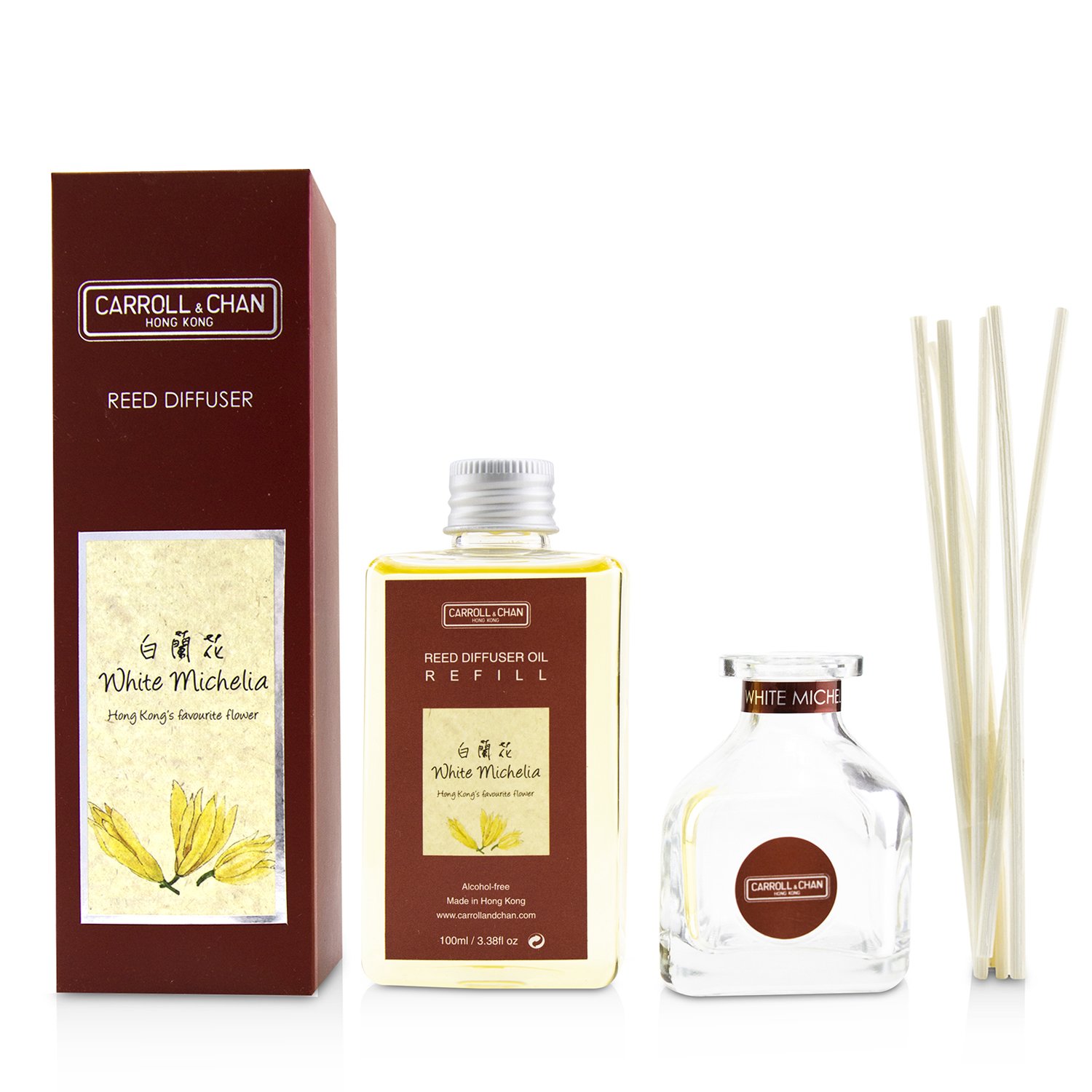 Carroll & Chan 卡羅爾與陳 擴香瓶-白蘭花(含擴香棒) Reed Diffuser - White Michelia 100ml/3.38oz