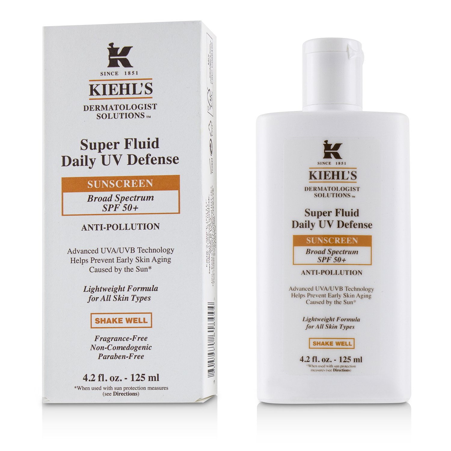 Kiehl's Dermatologist Solutions Daily UV Defense Super Fluid Sunscreen SPF 50+ - Fragrance-Free 125ml/4.2oz
