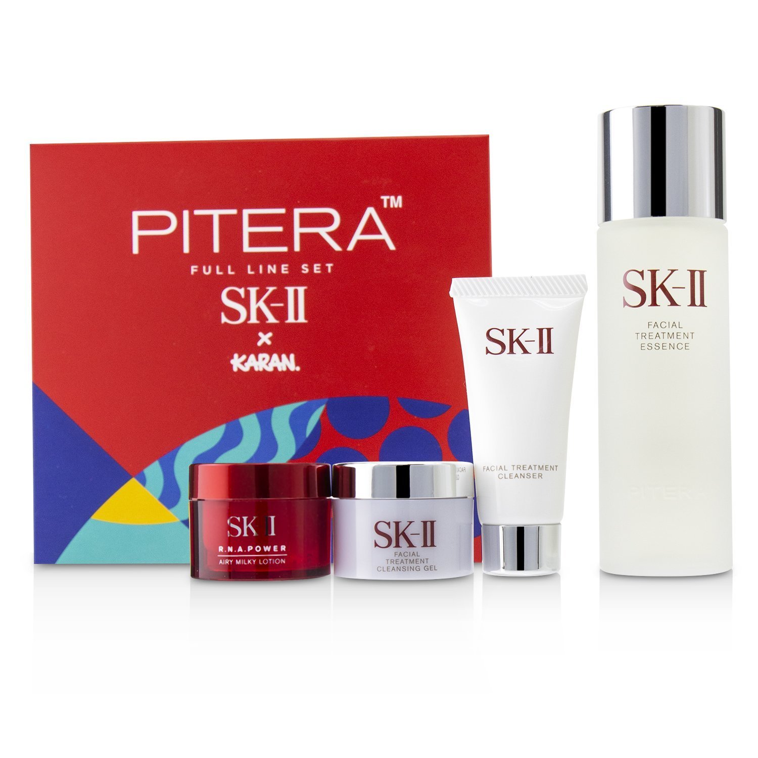 SK II Pitera Full Line Set: Treatment Essence 75ml + R.N.A. Power Milky Lotion 15g + Cleansing Gel 15g + Cleanser 20g 5pcs