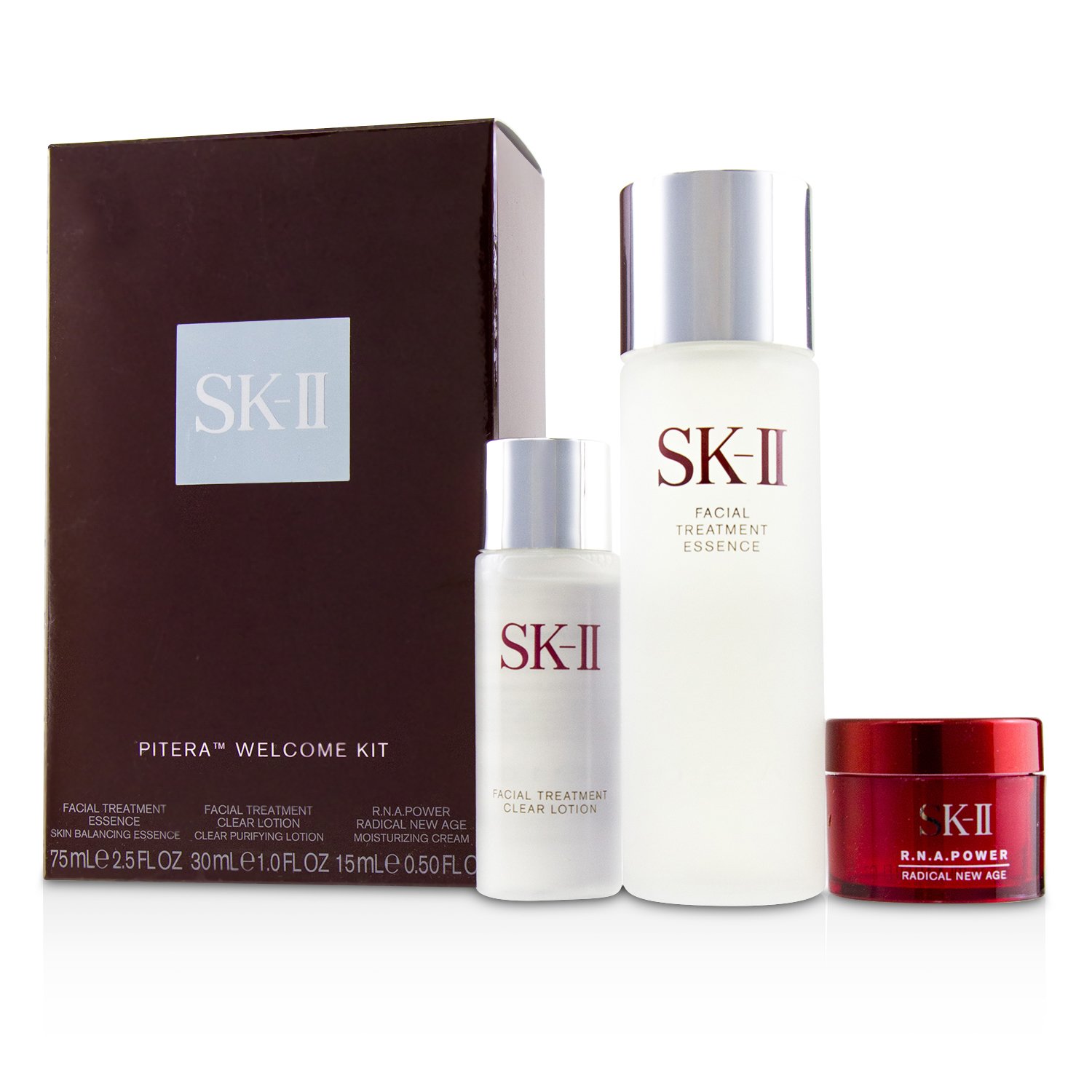 SK II Pitera Welcome Kit: Facial Treatment Essence 75ml + Facial Treatment Clear Lotion 30ml + R.N.A. Power Cream 15ml 3pcs
