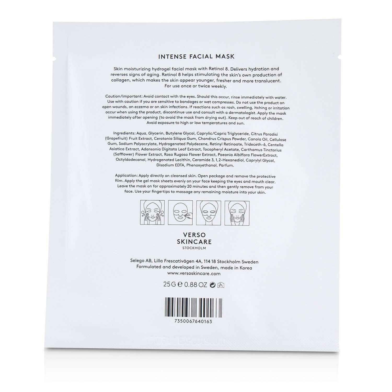 VERSO Intense Facial Mask 4x25g/0.88oz